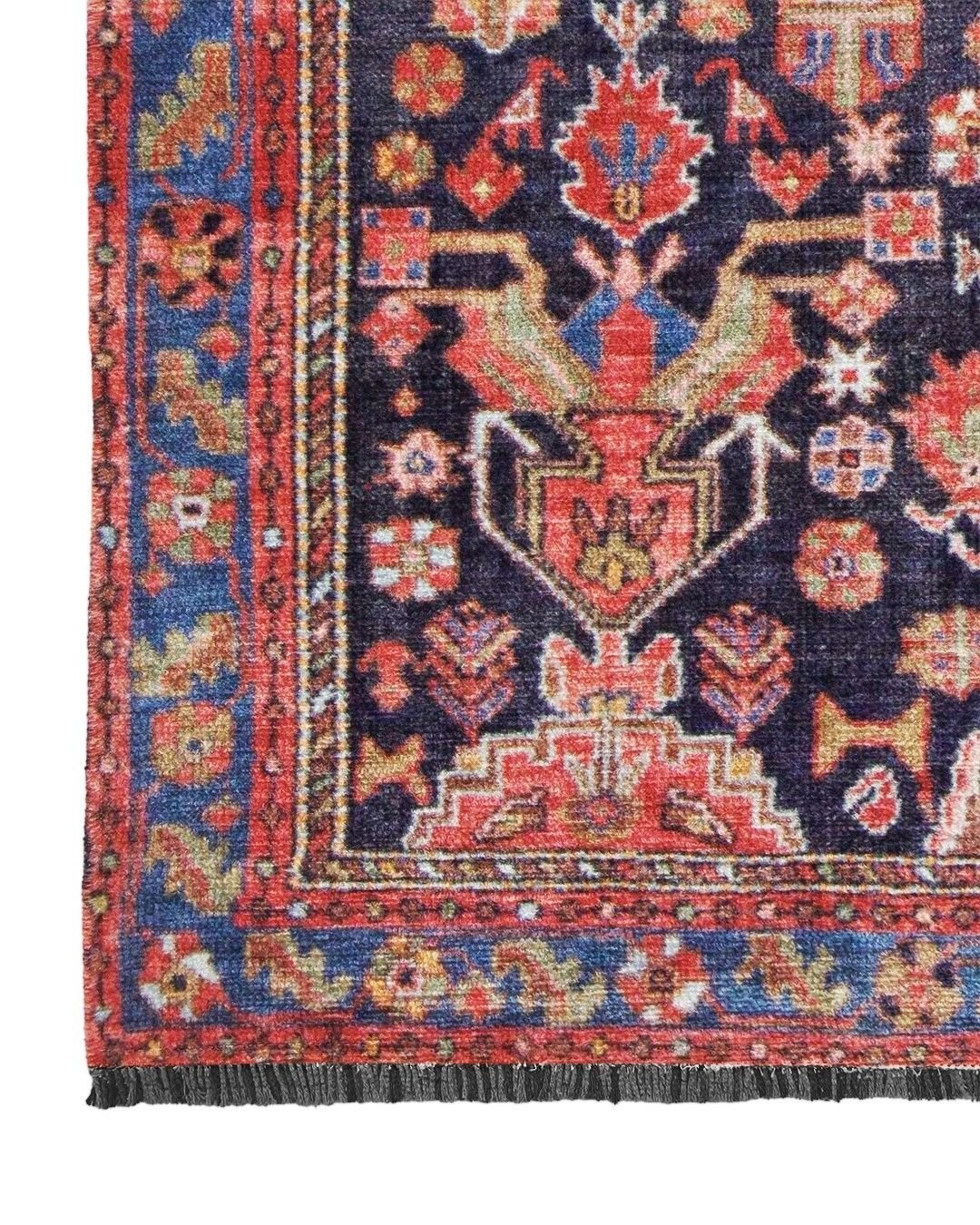 Montis Halı Loci 53001 Kırmızı Şönil Dokuma Renkli Eskitme Makine Halısı