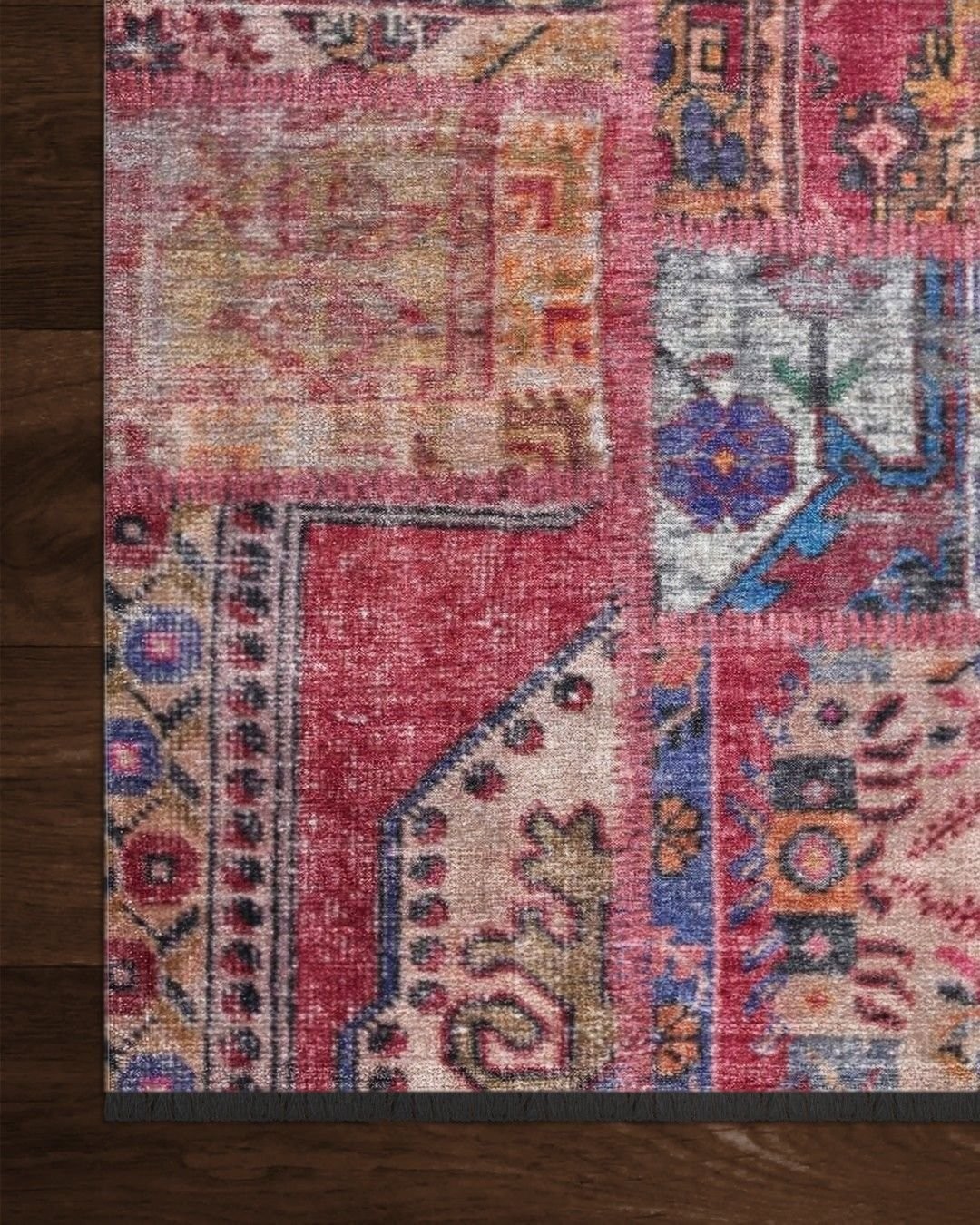 Montis Halı Mensis 27004 Pembe Makine Dokuması Renkli Şönil Patchwork Halı