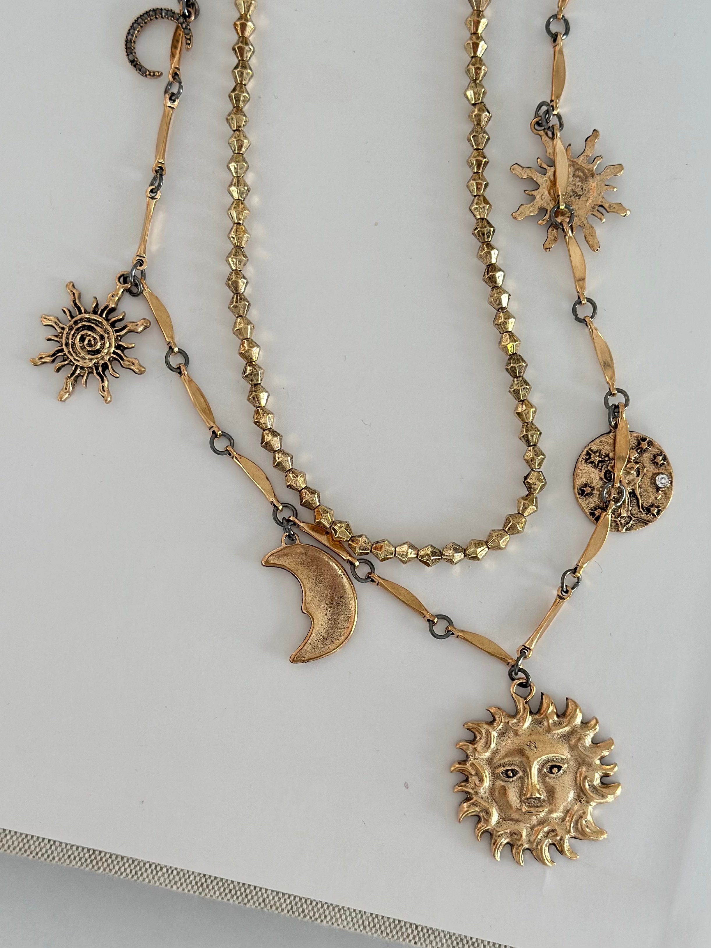 Gezegen Temalı Vintage 2'li Kolye