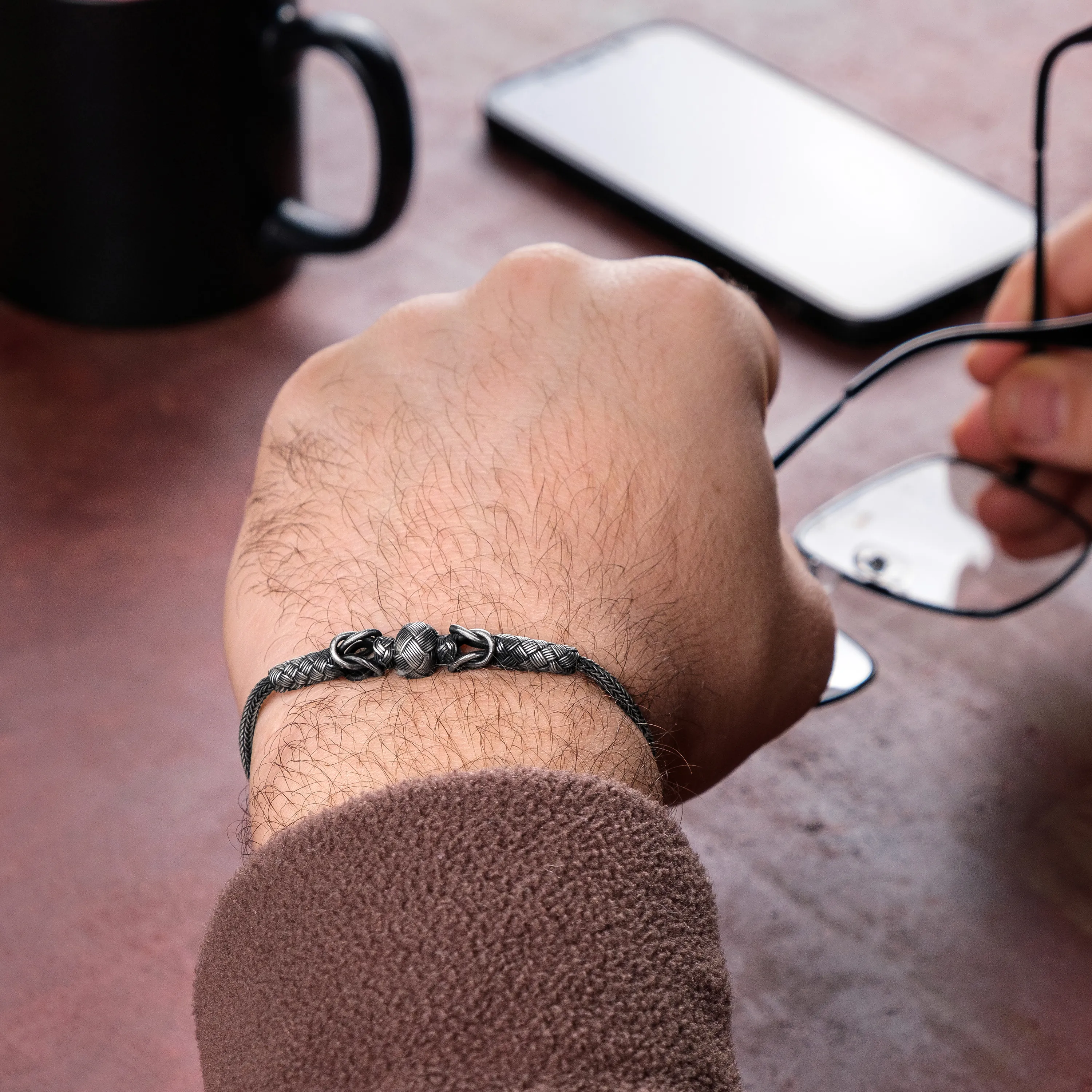 El Örgüsü 999 Ayar Saf Gümüş Bileklik - Günlük Model