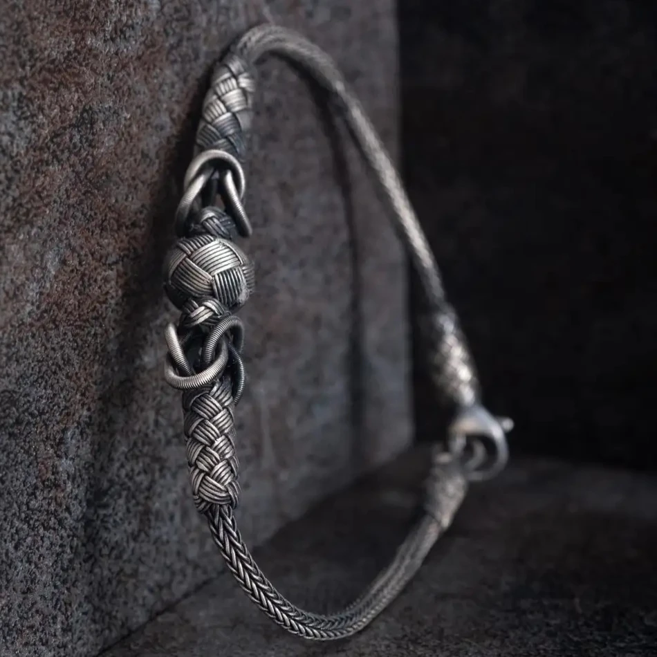 El Örgüsü 999 Ayar Saf Gümüş Bileklik - Top Örgülü Model