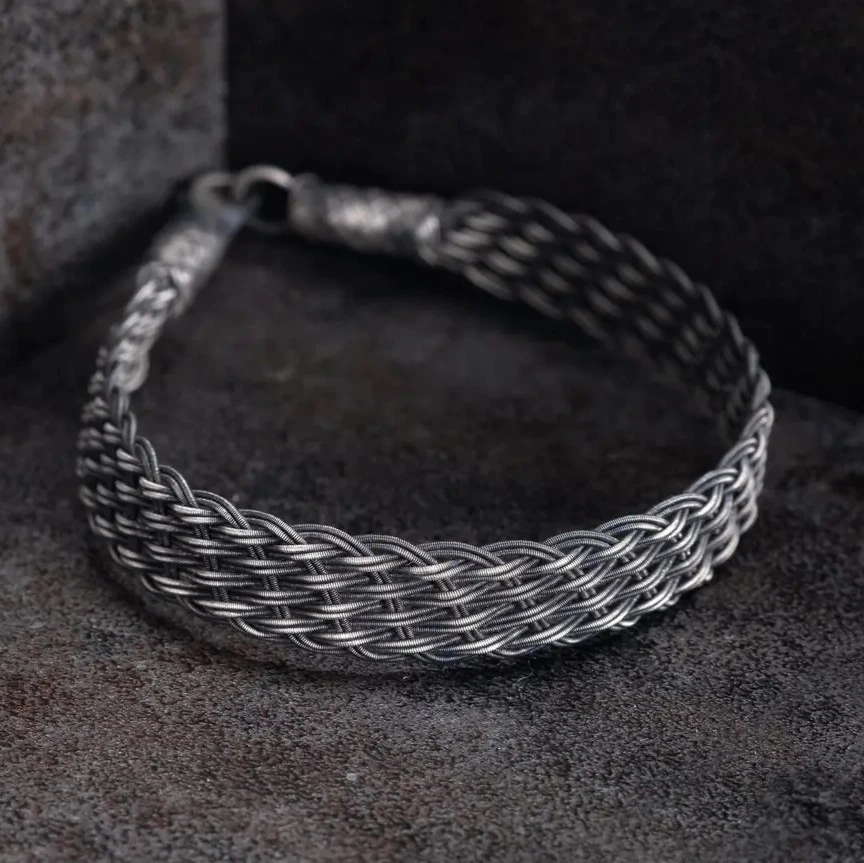 El Örgüsü 999 Ayar Saf Gümüş Bileklik - Lüks Model