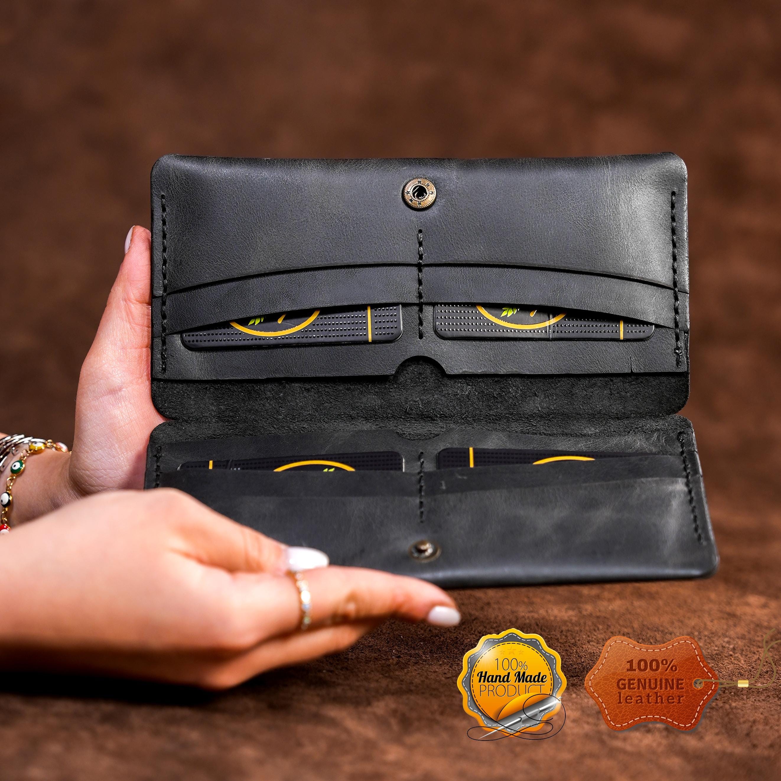 Leather Long Wallet / Personalized Name and Logo Engraving / Special Gift for Loved Ones / Personalized / Monogrammed Wallet
