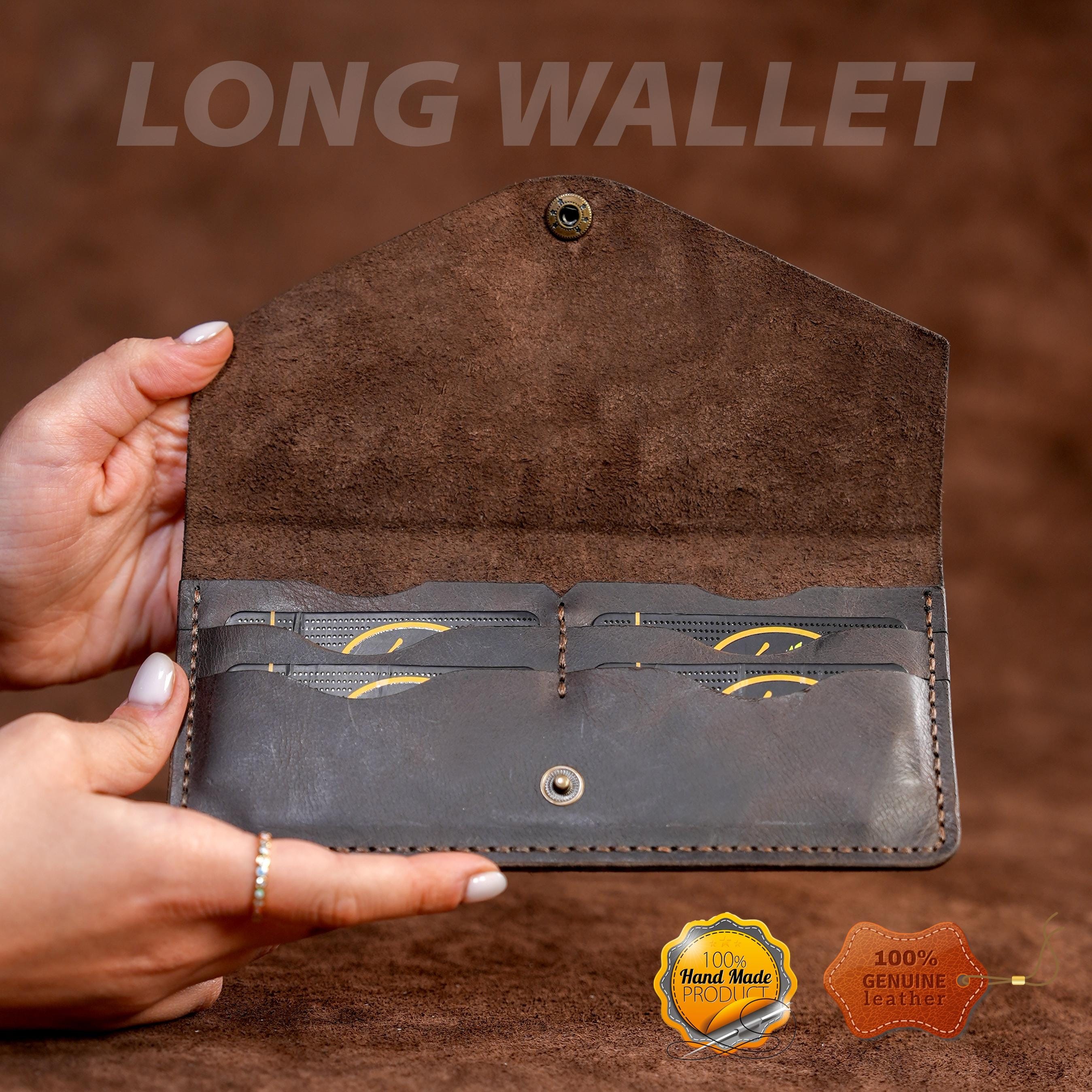 Leather Long Wallet / Handmade / Personalized Name and Logo Engraving / Special Gift for Loved Ones / Personalized / Monogrammed Wallet