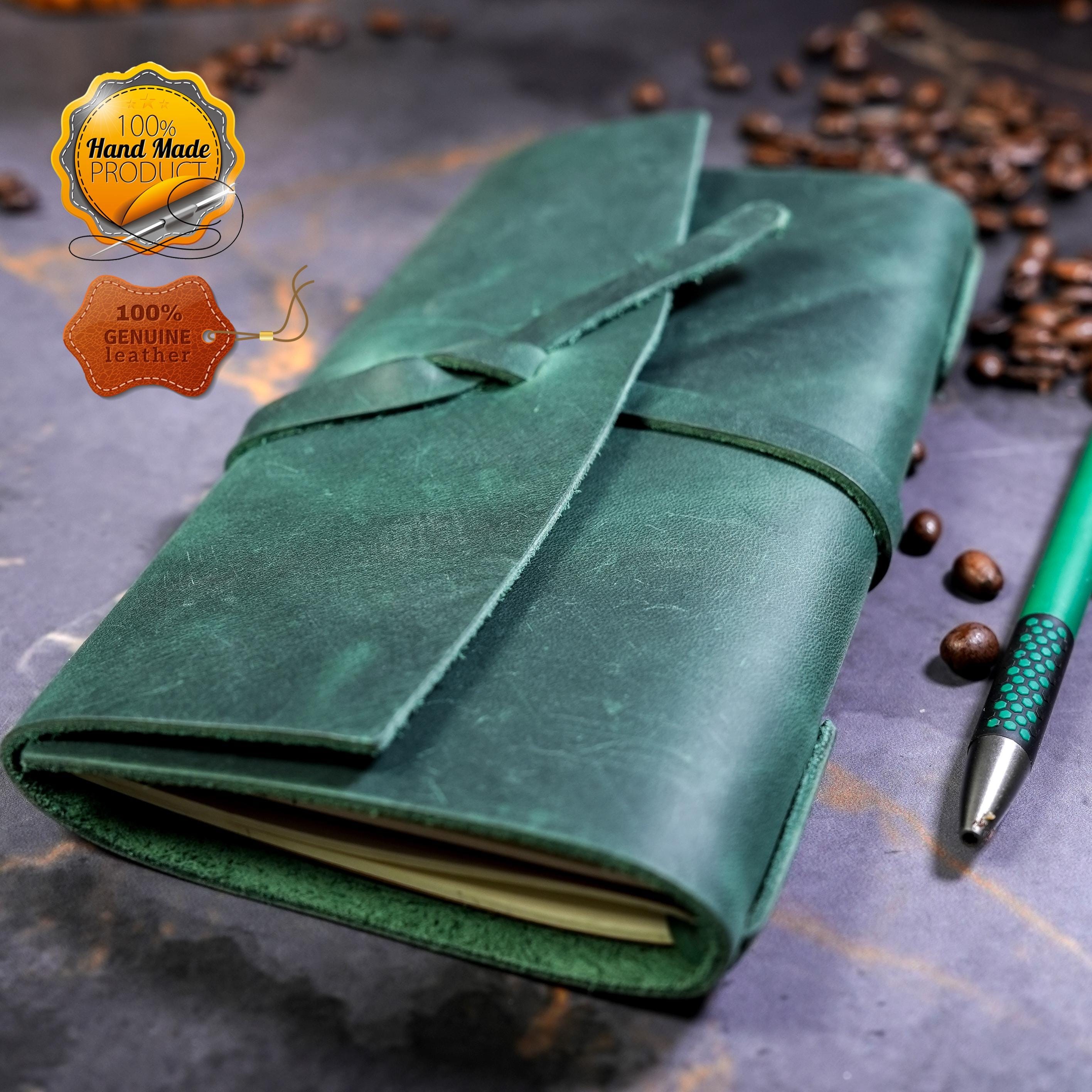 Personalized Leather Journal, Notebook, 21x12 cm Leather Bound Notebook, Unlined or Blank 2 Pieces Sketchbook, Gift for Men Women