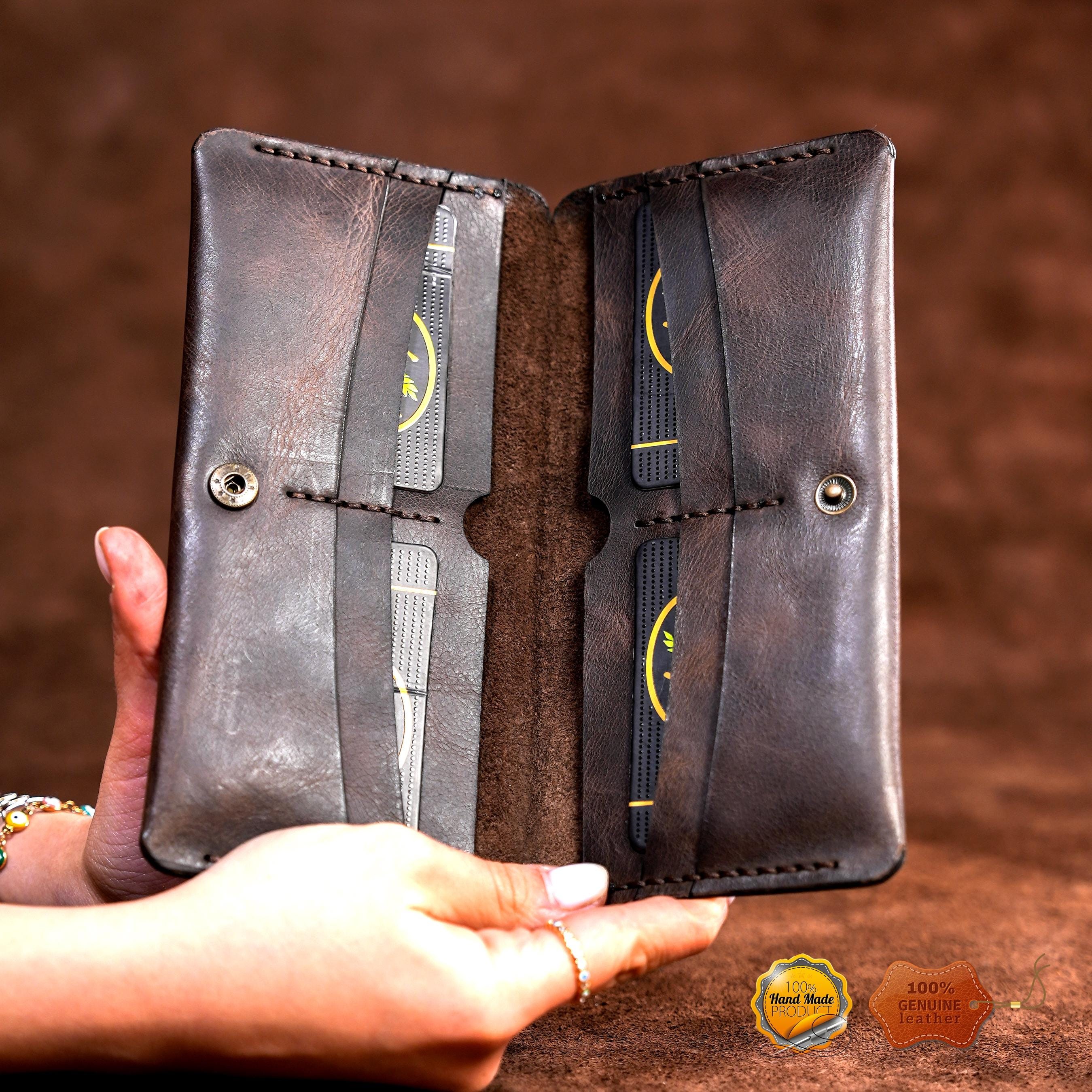 Leather Long Wallet / Personalized Name and Logo Engraving / Special Gift for Loved Ones / Personalized / Monogrammed Wallet