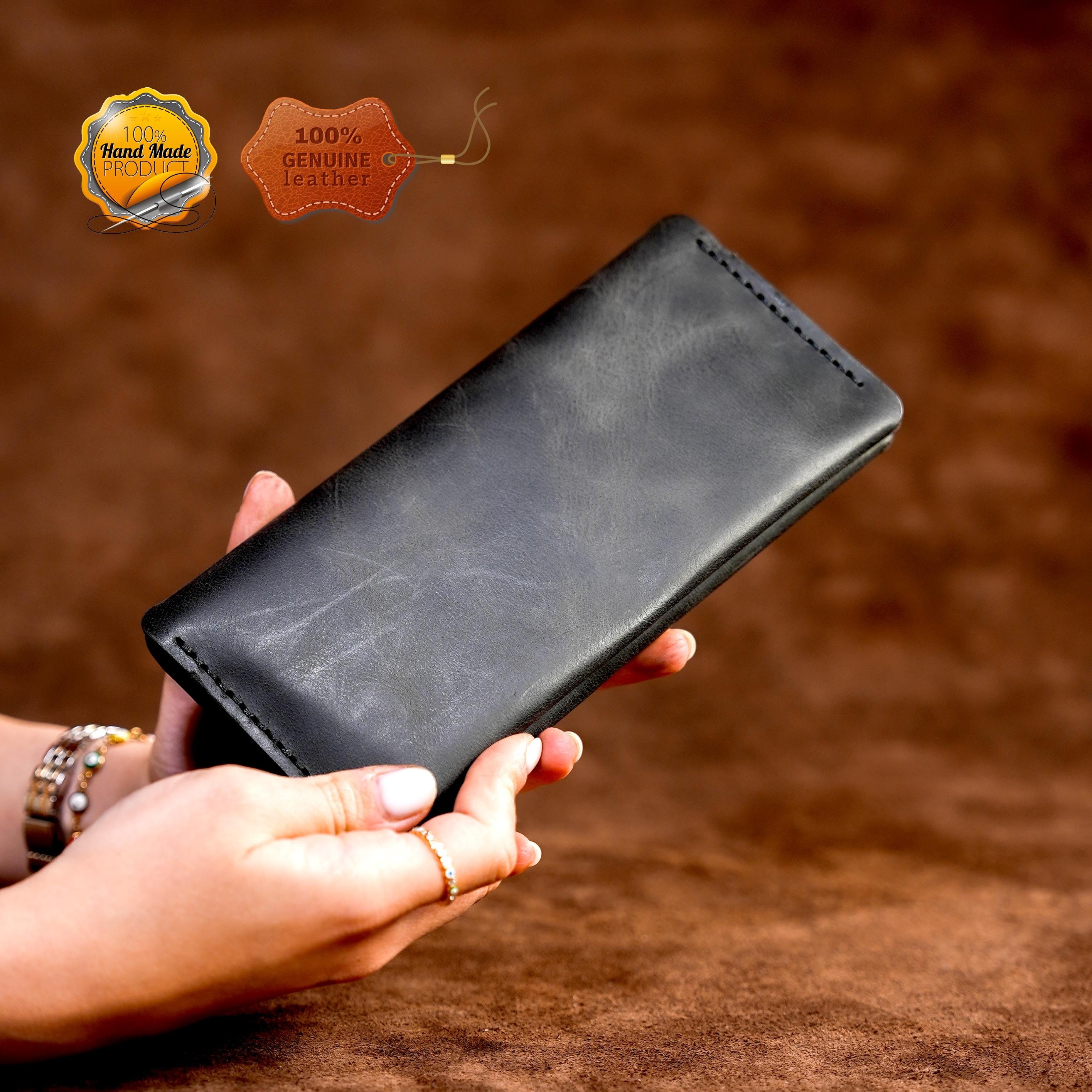 Leather Long Wallet / Personalized Name and Logo Engraving / Special Gift for Loved Ones / Personalized / Monogrammed Wallet
