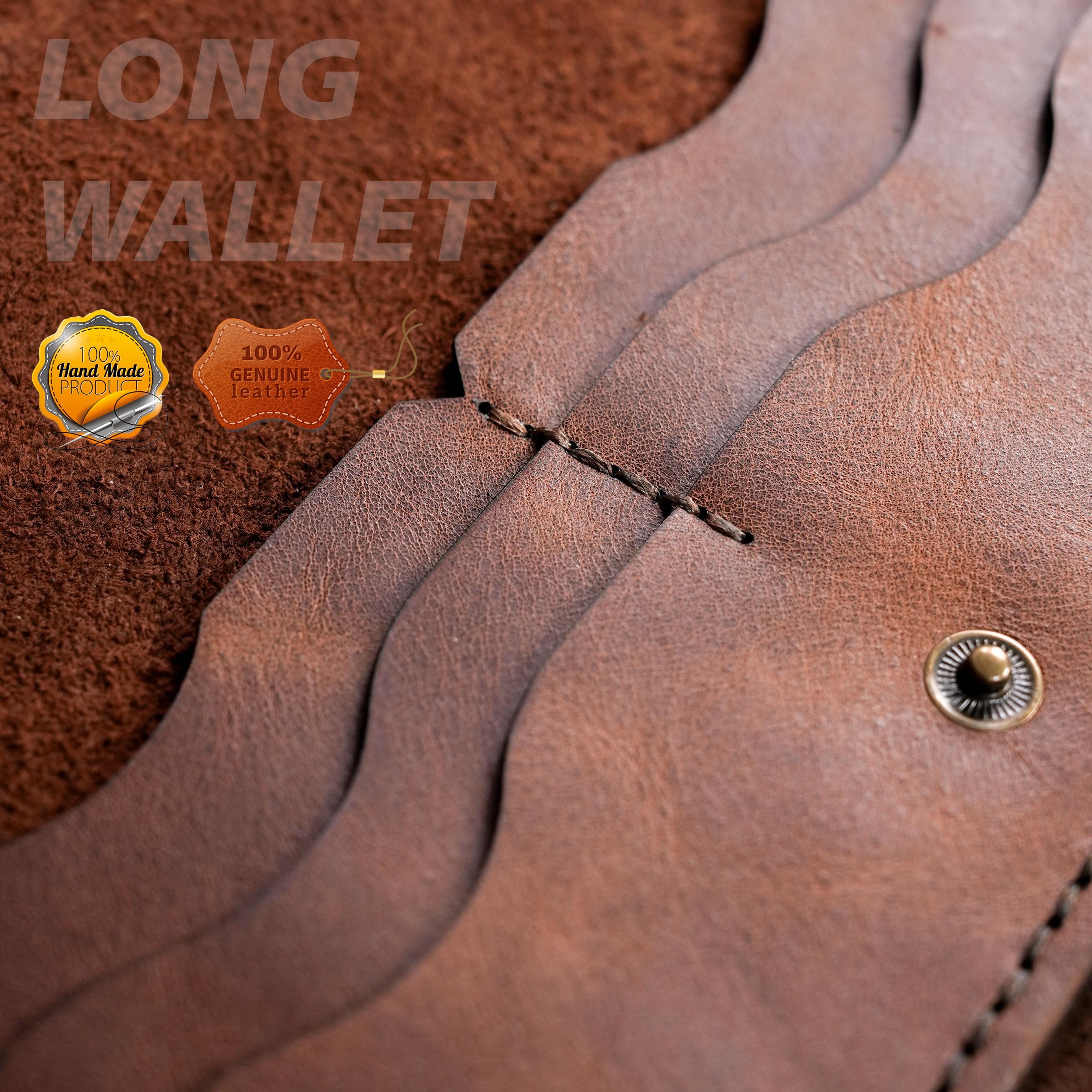 Leather Long Wallet / Handmade / Personalized Name and Logo Engraving / Special Gift for Loved Ones / Personalized / Monogrammed Wallet