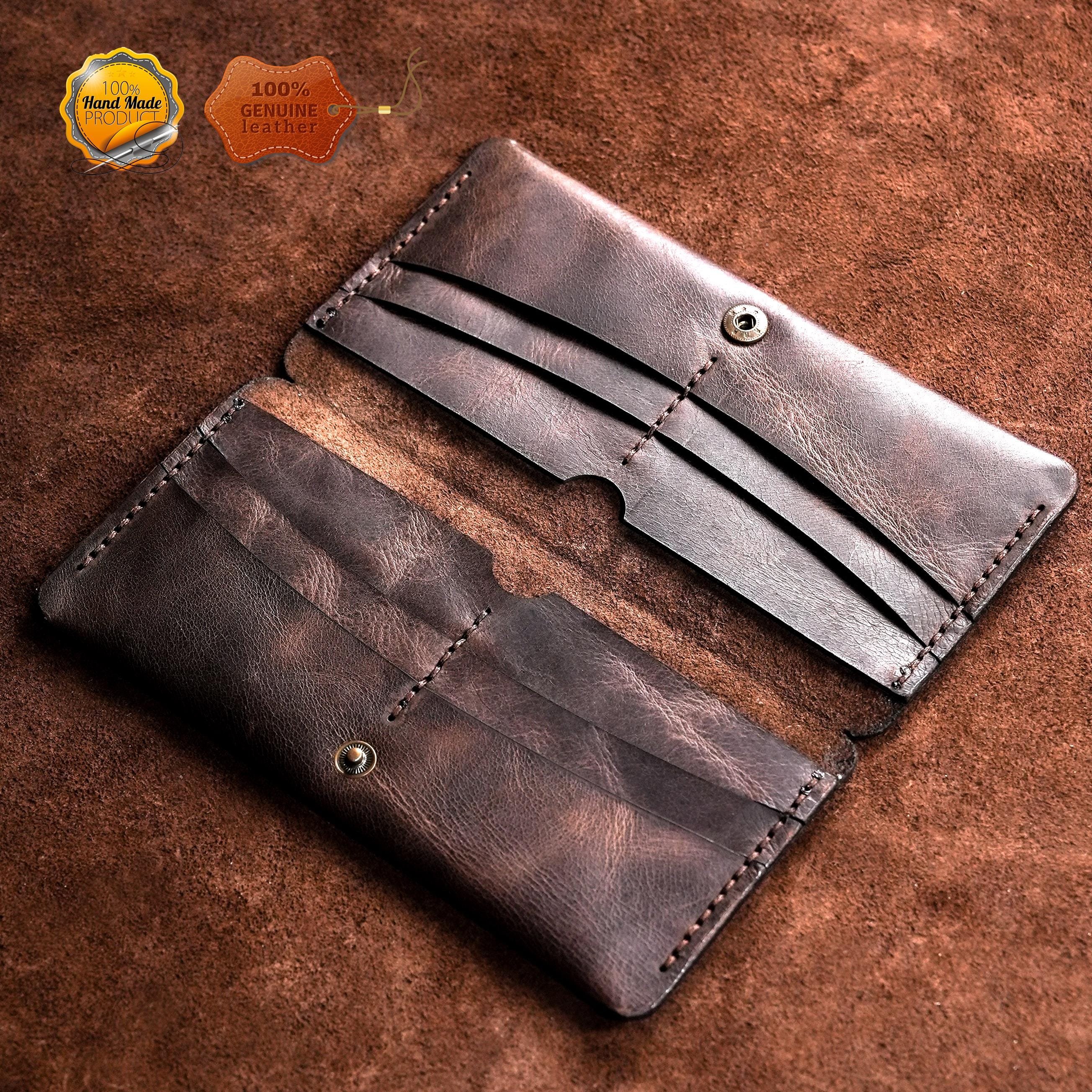 Leather Long Wallet / Personalized Name and Logo Engraving / Special Gift for Loved Ones / Personalized / Monogrammed Wallet