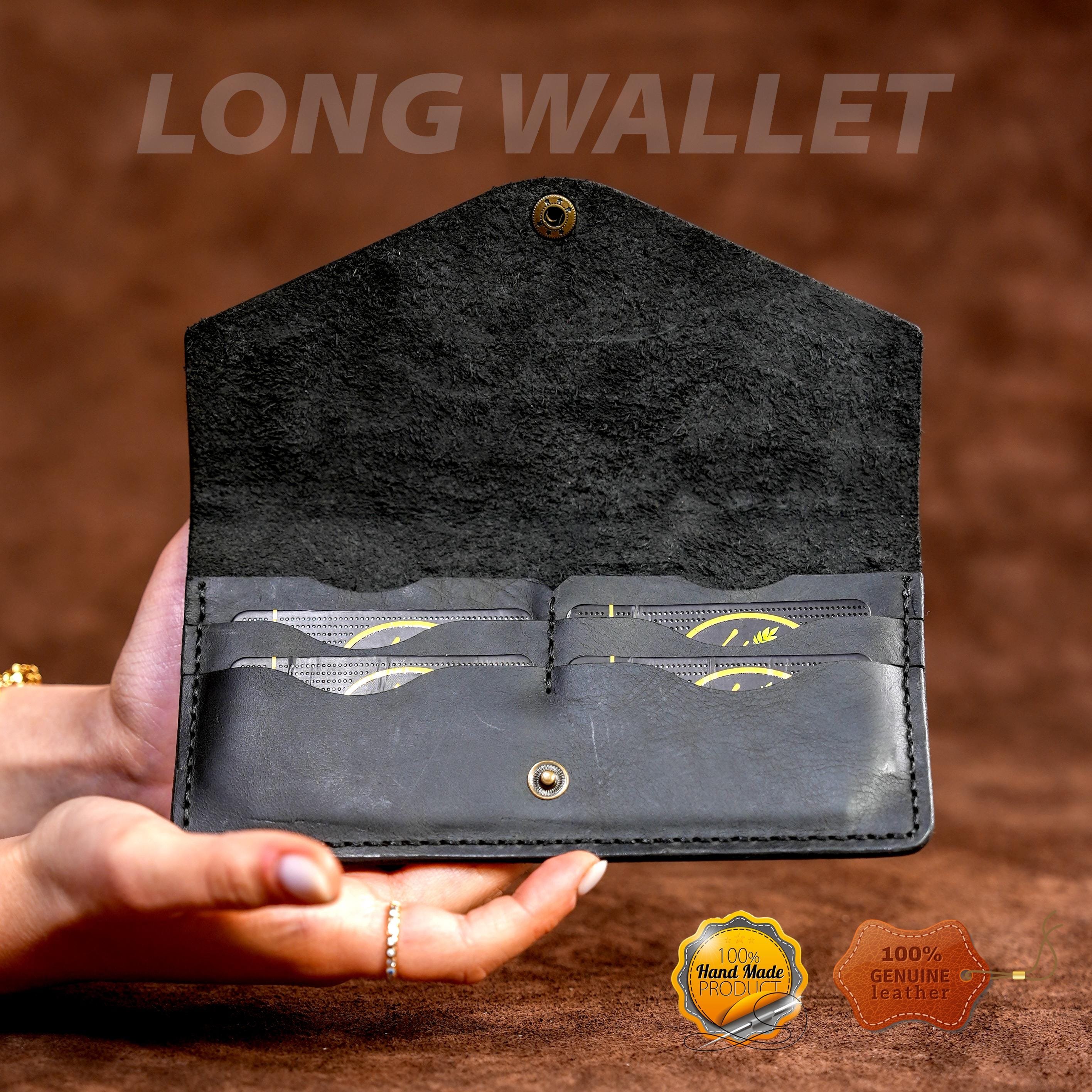 Leather Long Wallet / Handmade / Personalized Name and Logo Engraving / Special Gift for Loved Ones / Personalized / Monogrammed Wallet