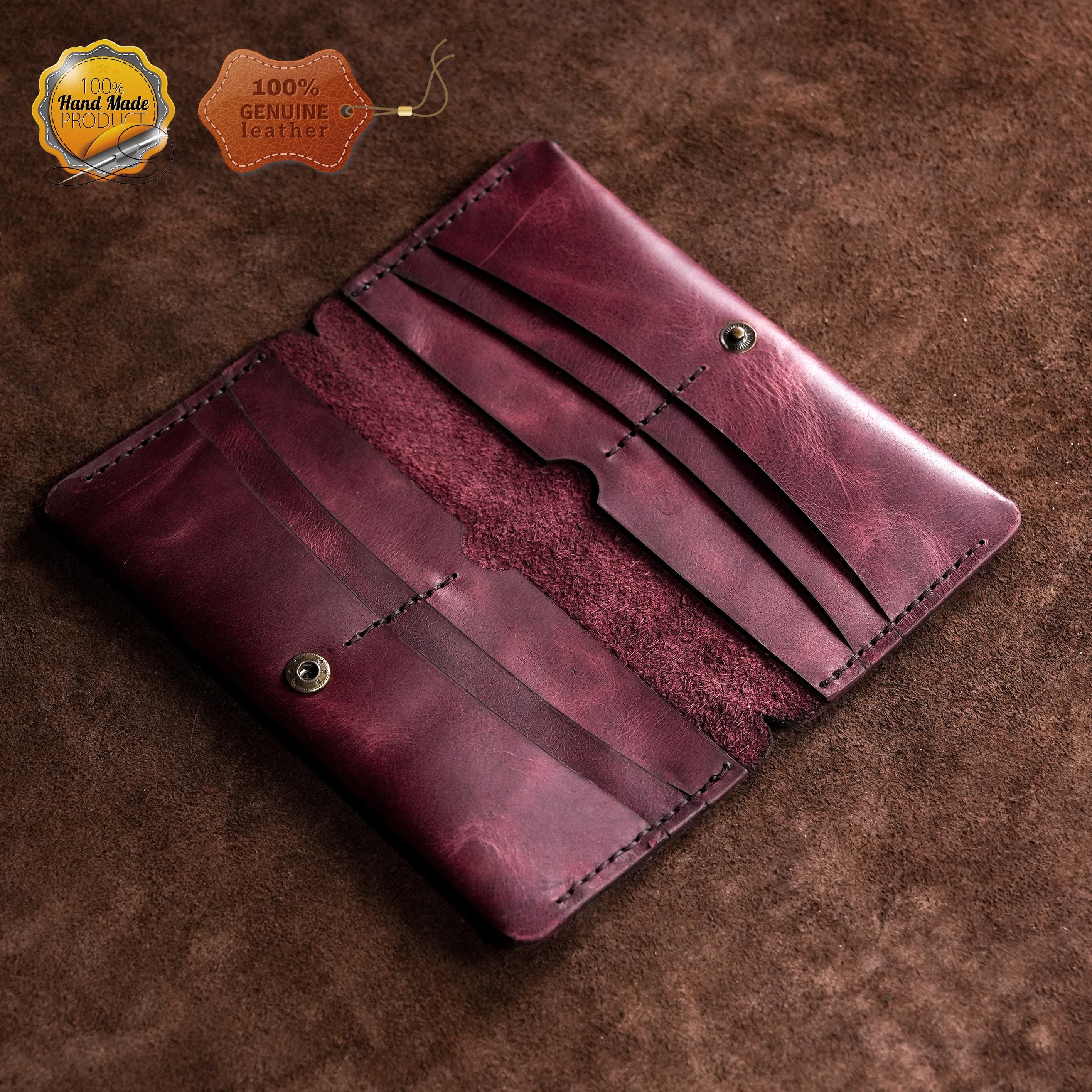 Leather Long Wallet / Personalized Name and Logo Engraving / Special Gift for Loved Ones / Personalized / Monogrammed Wallet