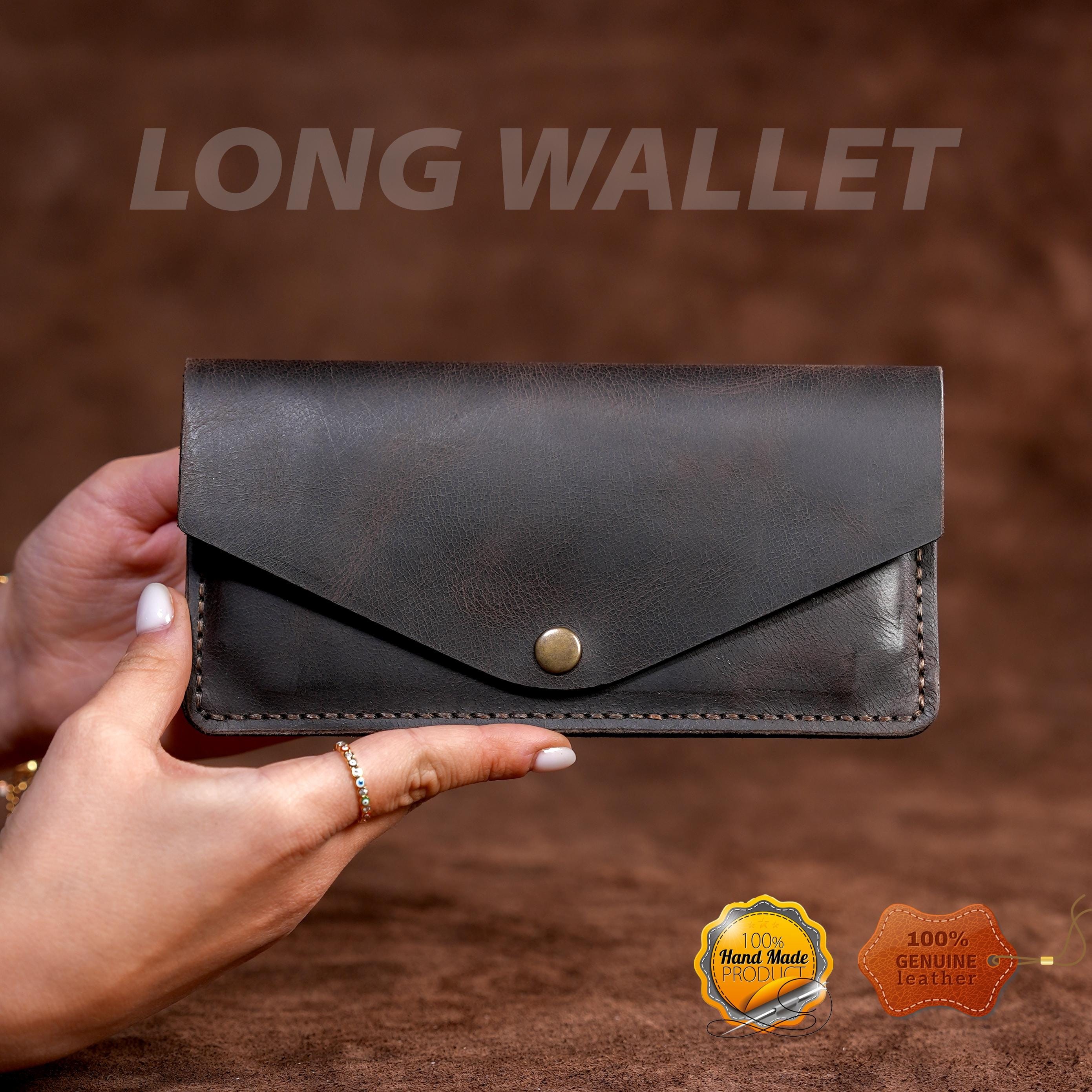 Leather Long Wallet / Handmade / Personalized Name and Logo Engraving / Special Gift for Loved Ones / Personalized / Monogrammed Wallet
