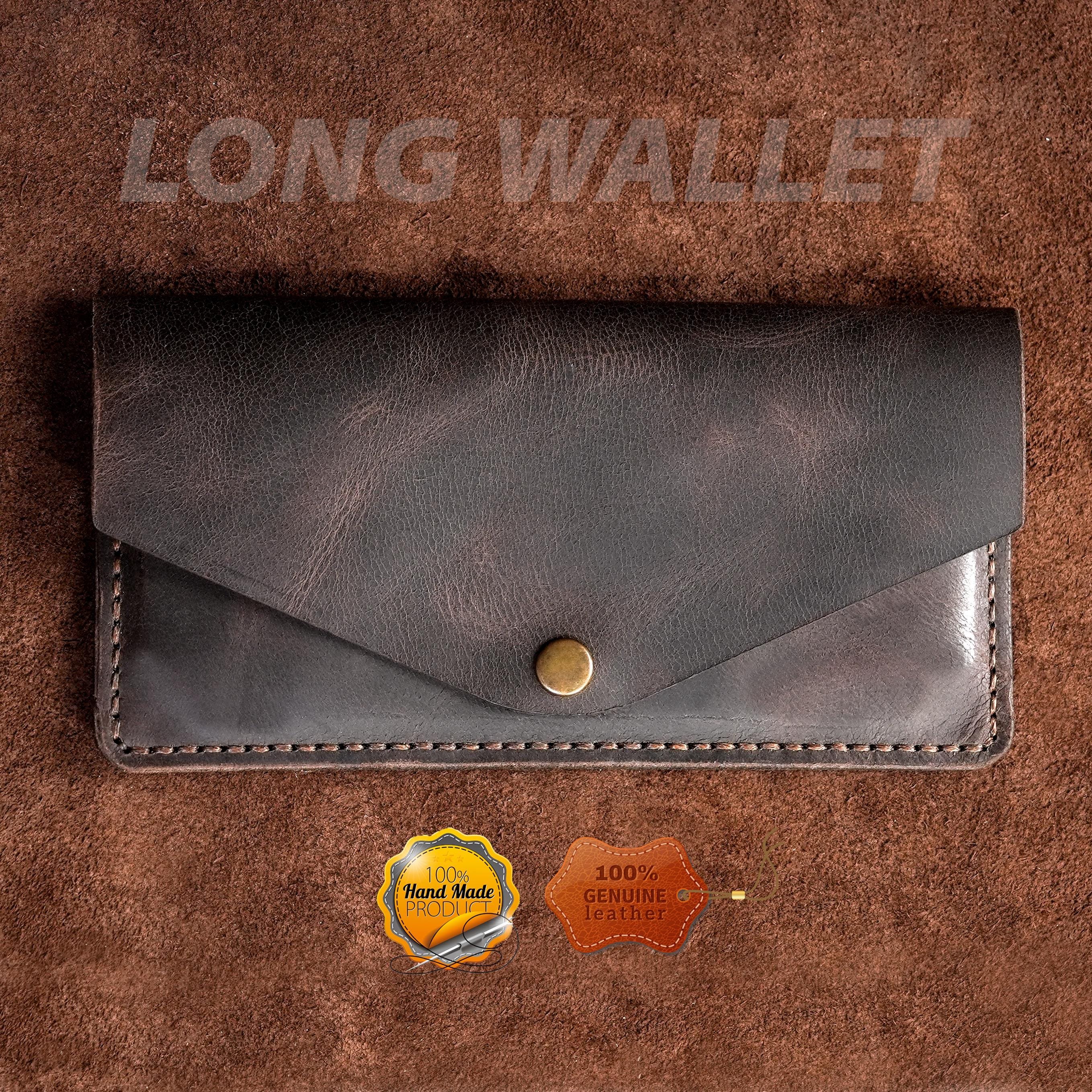 Leather Long Wallet / Handmade / Personalized Name and Logo Engraving / Special Gift for Loved Ones / Personalized / Monogrammed Wallet