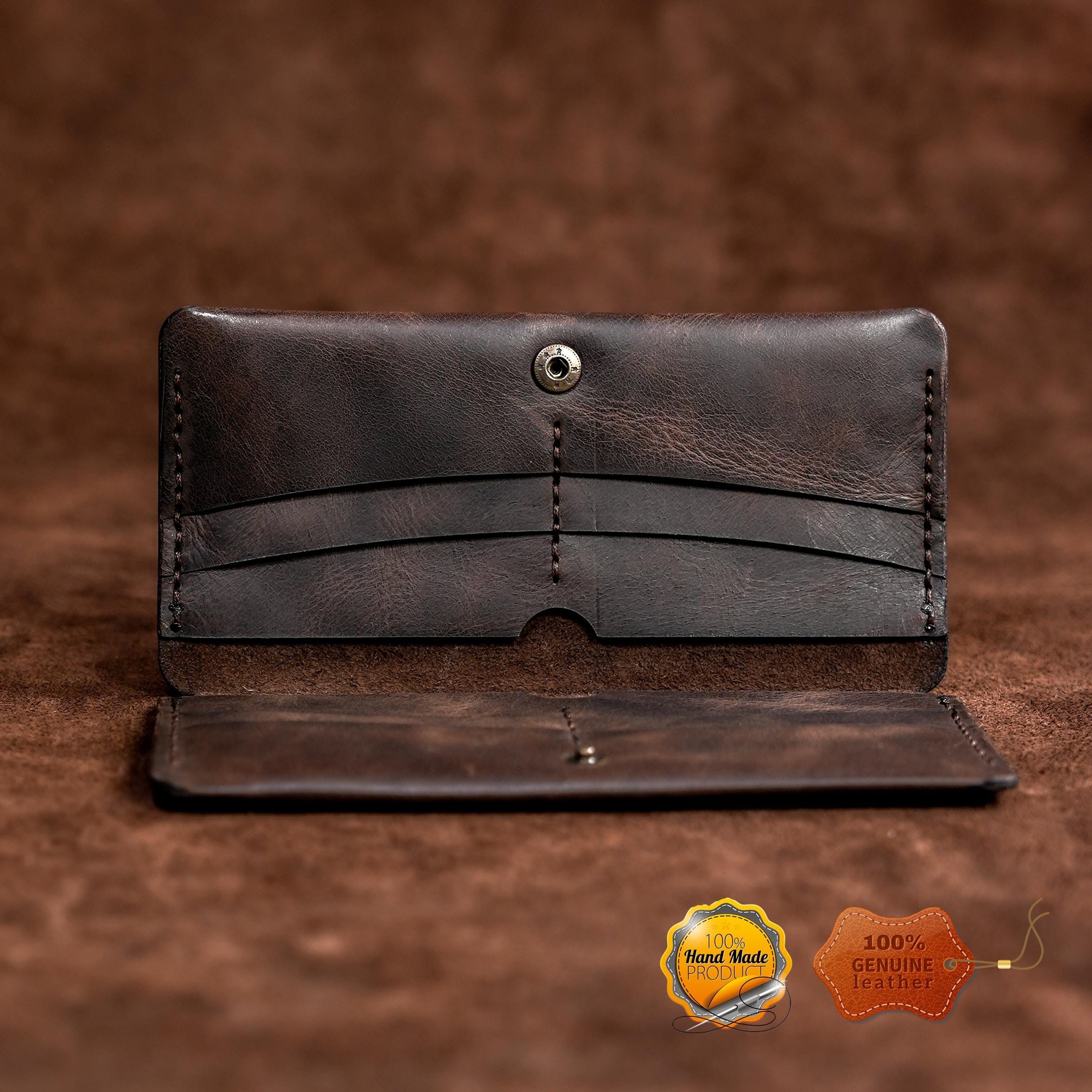 Leather Long Wallet / Personalized Name and Logo Engraving / Special Gift for Loved Ones / Personalized / Monogrammed Wallet