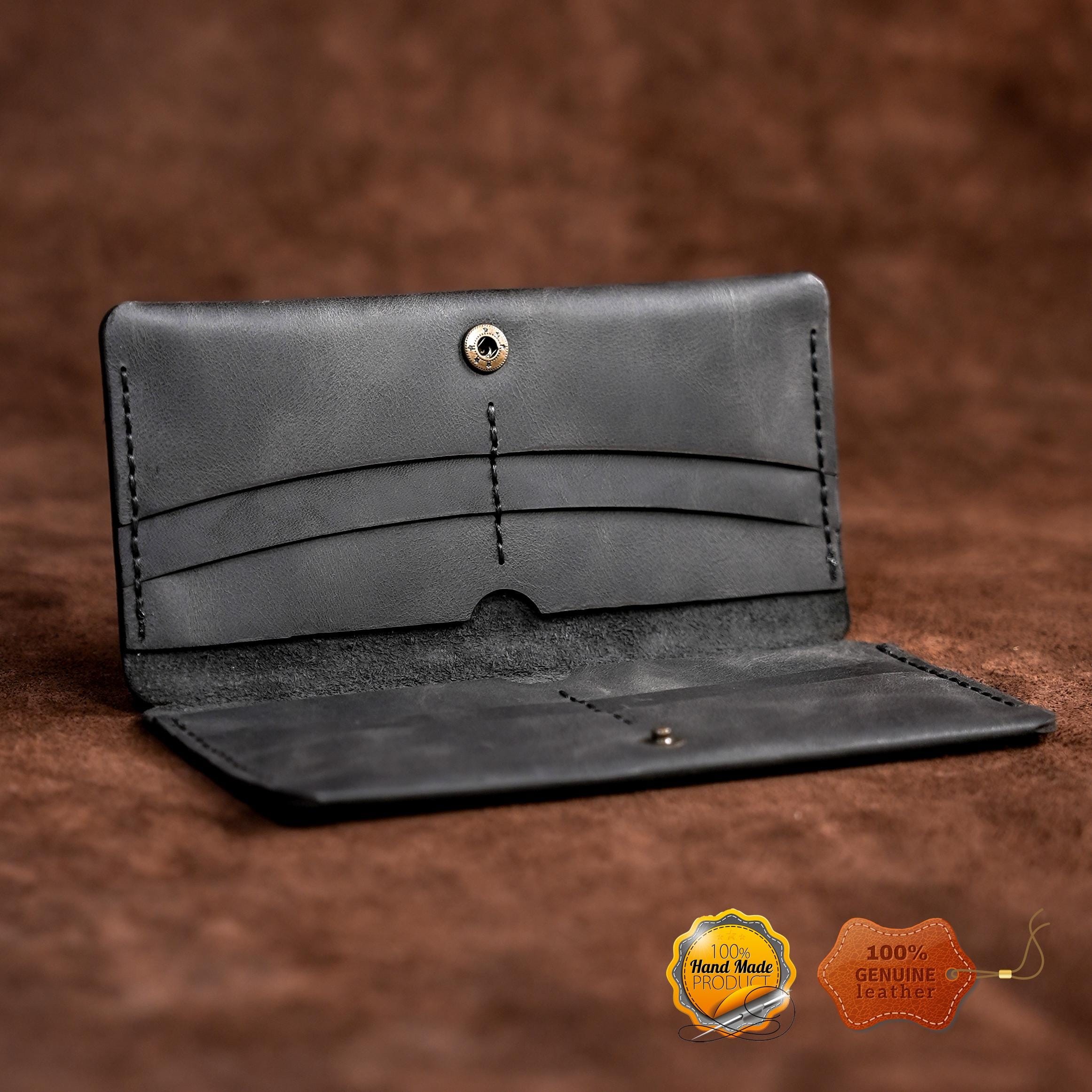 Leather Long Wallet / Personalized Name and Logo Engraving / Special Gift for Loved Ones / Personalized / Monogrammed Wallet