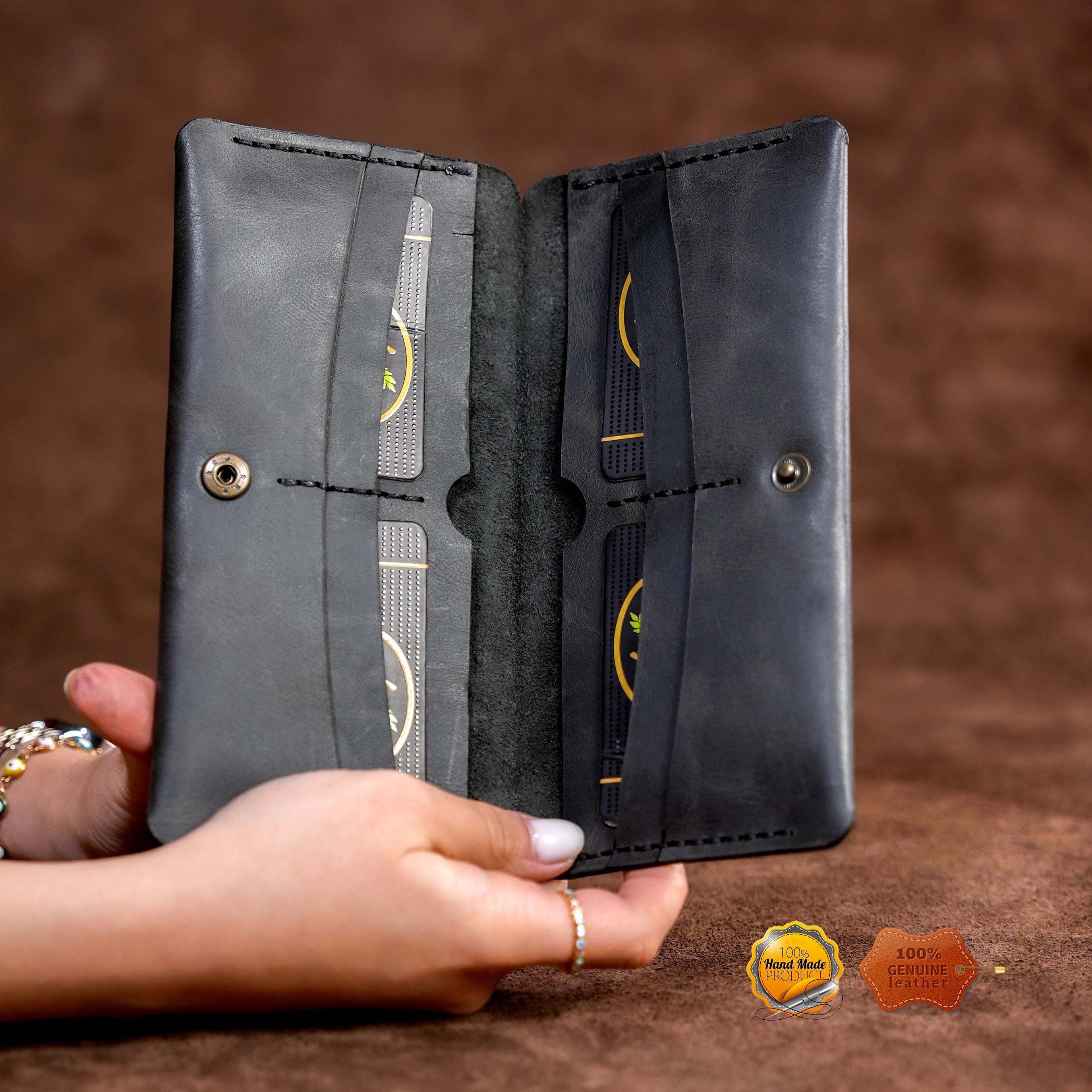 Leather Long Wallet / Personalized Name and Logo Engraving / Special Gift for Loved Ones / Personalized / Monogrammed Wallet