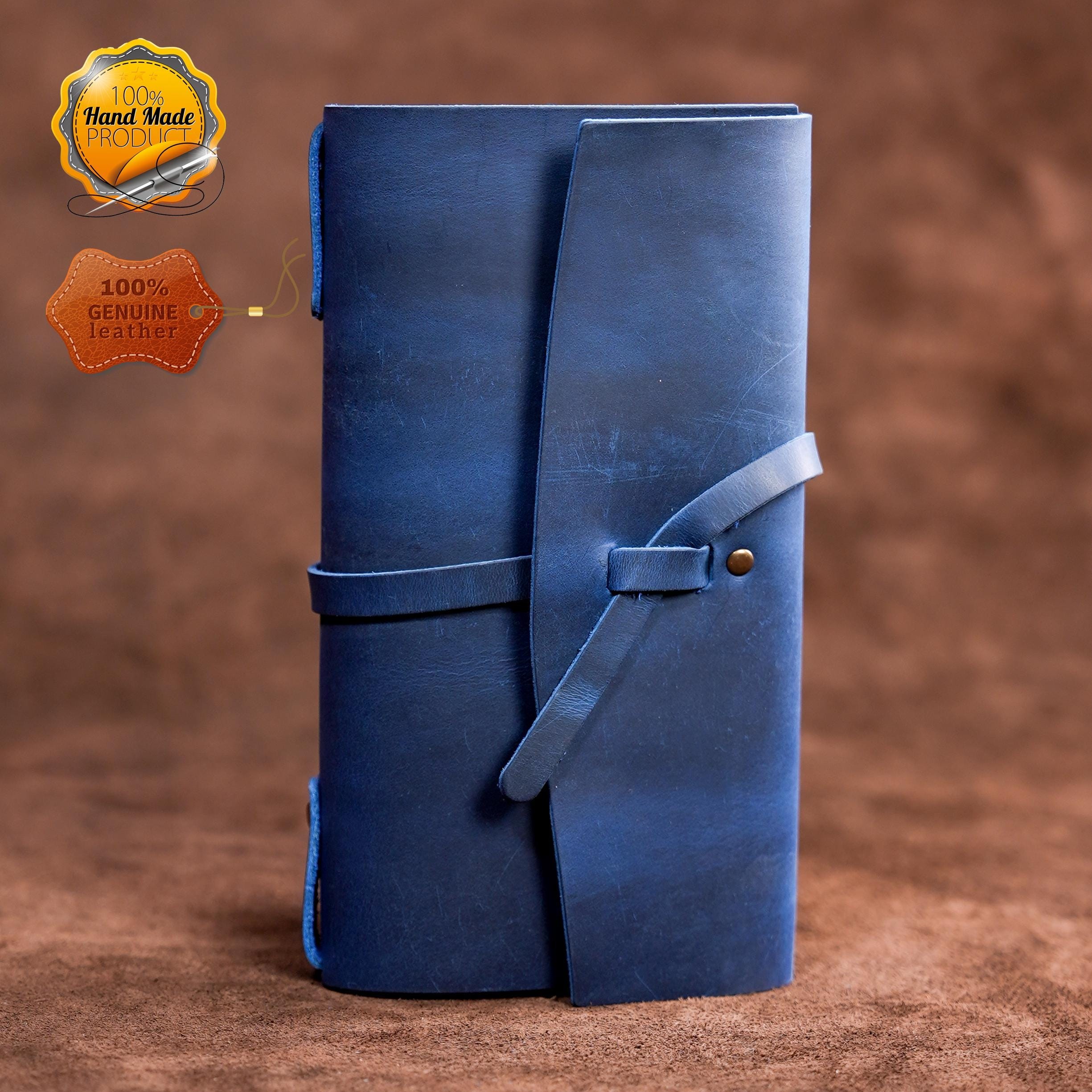 Personalized Leather Journal Notebook, 21x12 cm Leather Bound Notebook, Unlined or Blank 2 Pieces Sketchbook, Gift for Men Women