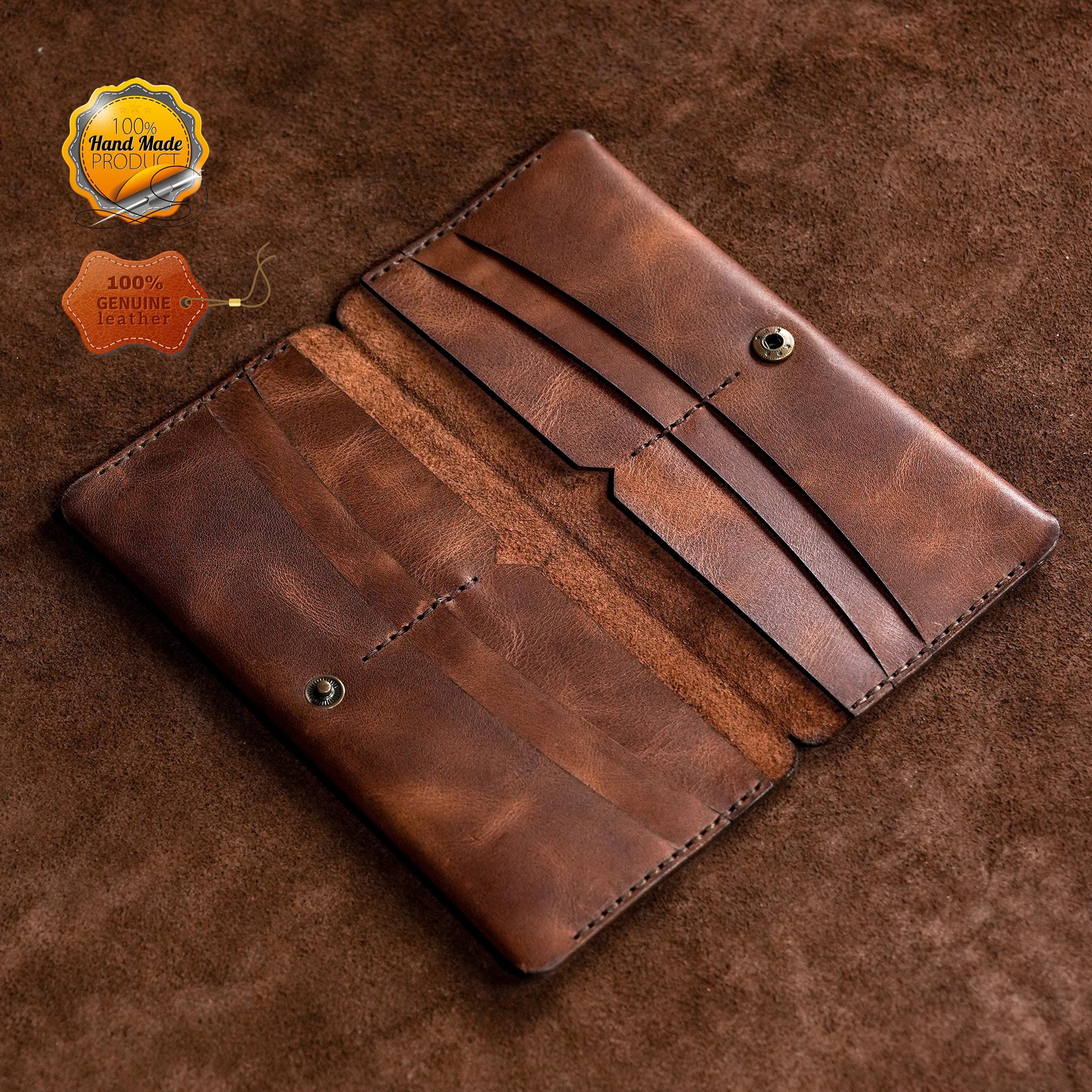Leather Long Wallet / Personalized Name and Logo Engraving / Special Gift for Loved Ones / Personalized / Monogrammed Wallet