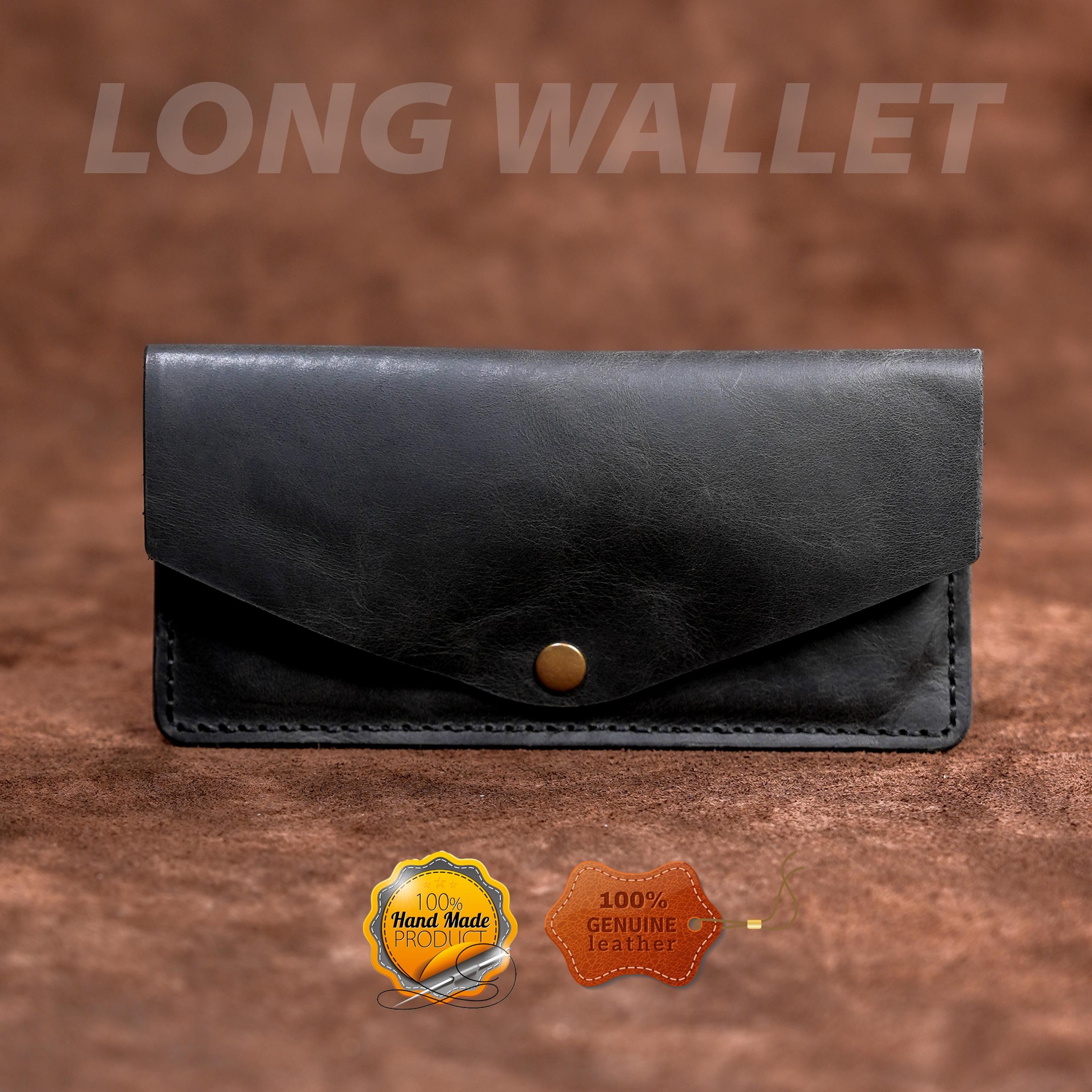 Leather Long Wallet / Handmade / Personalized Name and Logo Engraving / Special Gift for Loved Ones / Personalized / Monogrammed Wallet