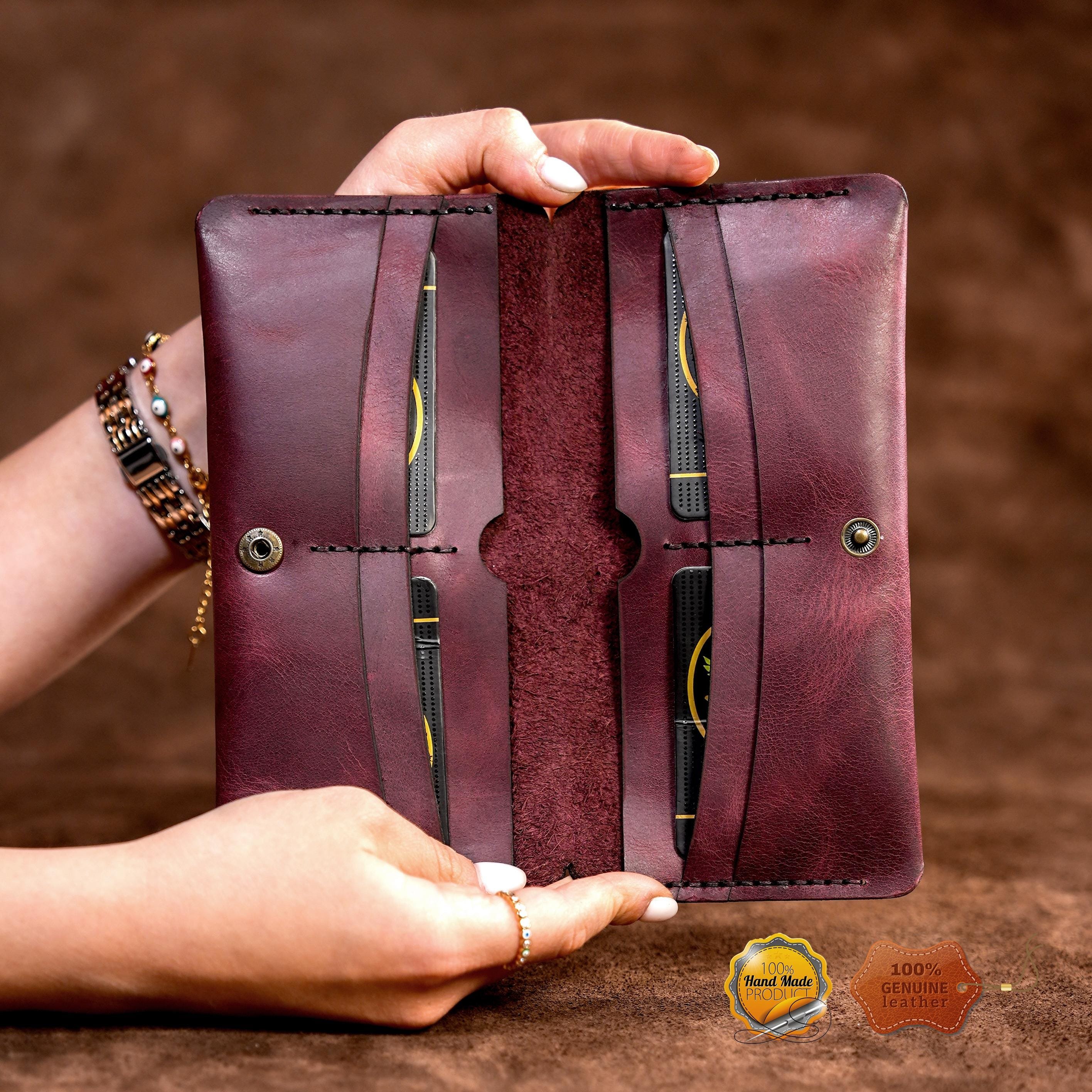 Leather Long Wallet / Personalized Name and Logo Engraving / Special Gift for Loved Ones / Personalized / Monogrammed Wallet