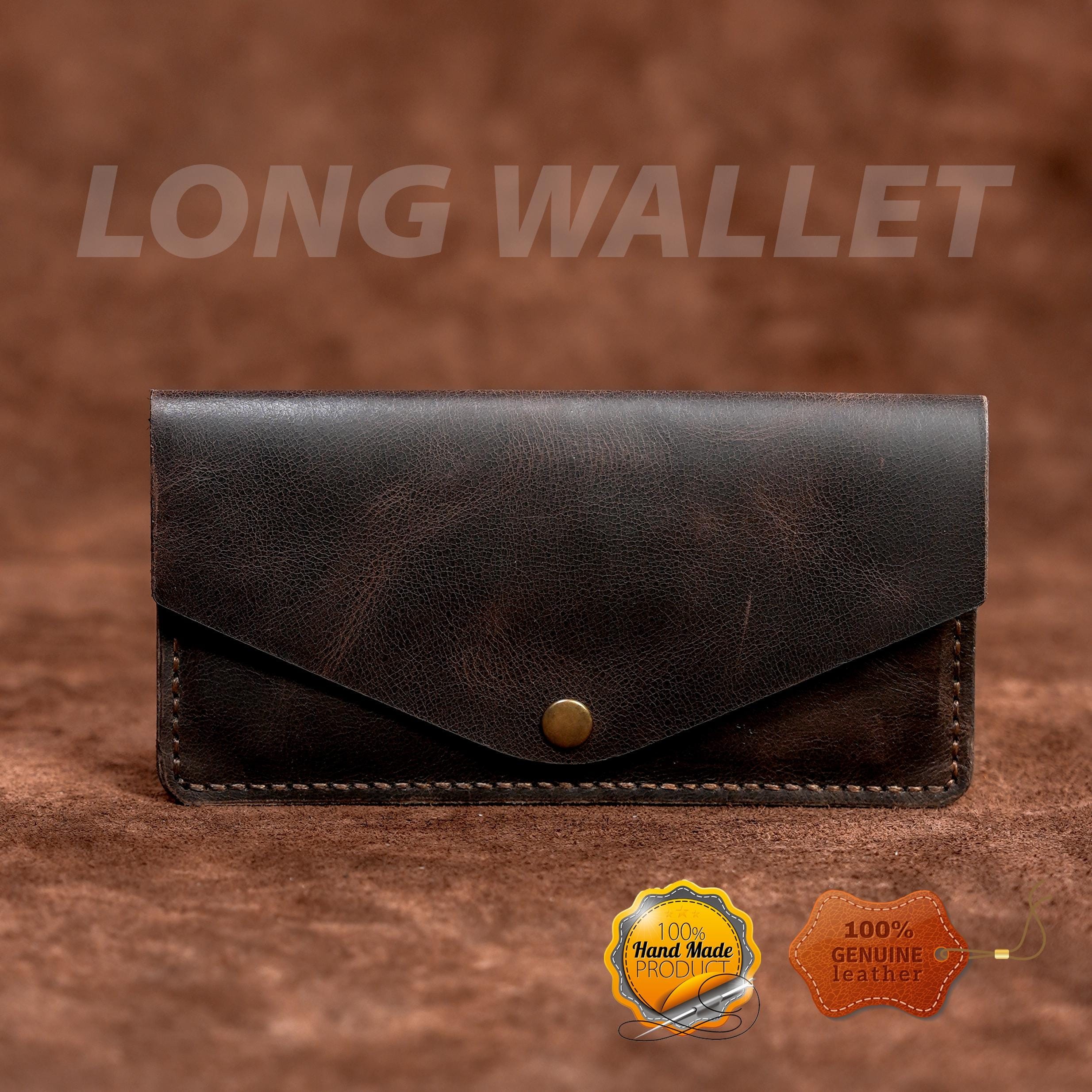 Leather Long Wallet / Handmade / Personalized Name and Logo Engraving / Special Gift for Loved Ones / Personalized / Monogrammed Wallet