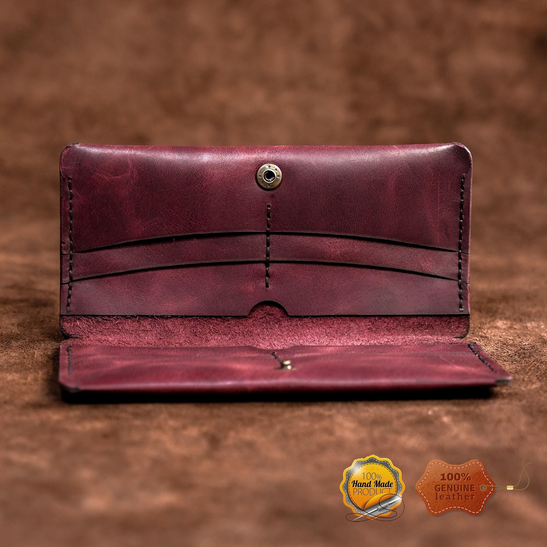 Leather Long Wallet / Personalized Name and Logo Engraving / Special Gift for Loved Ones / Personalized / Monogrammed Wallet