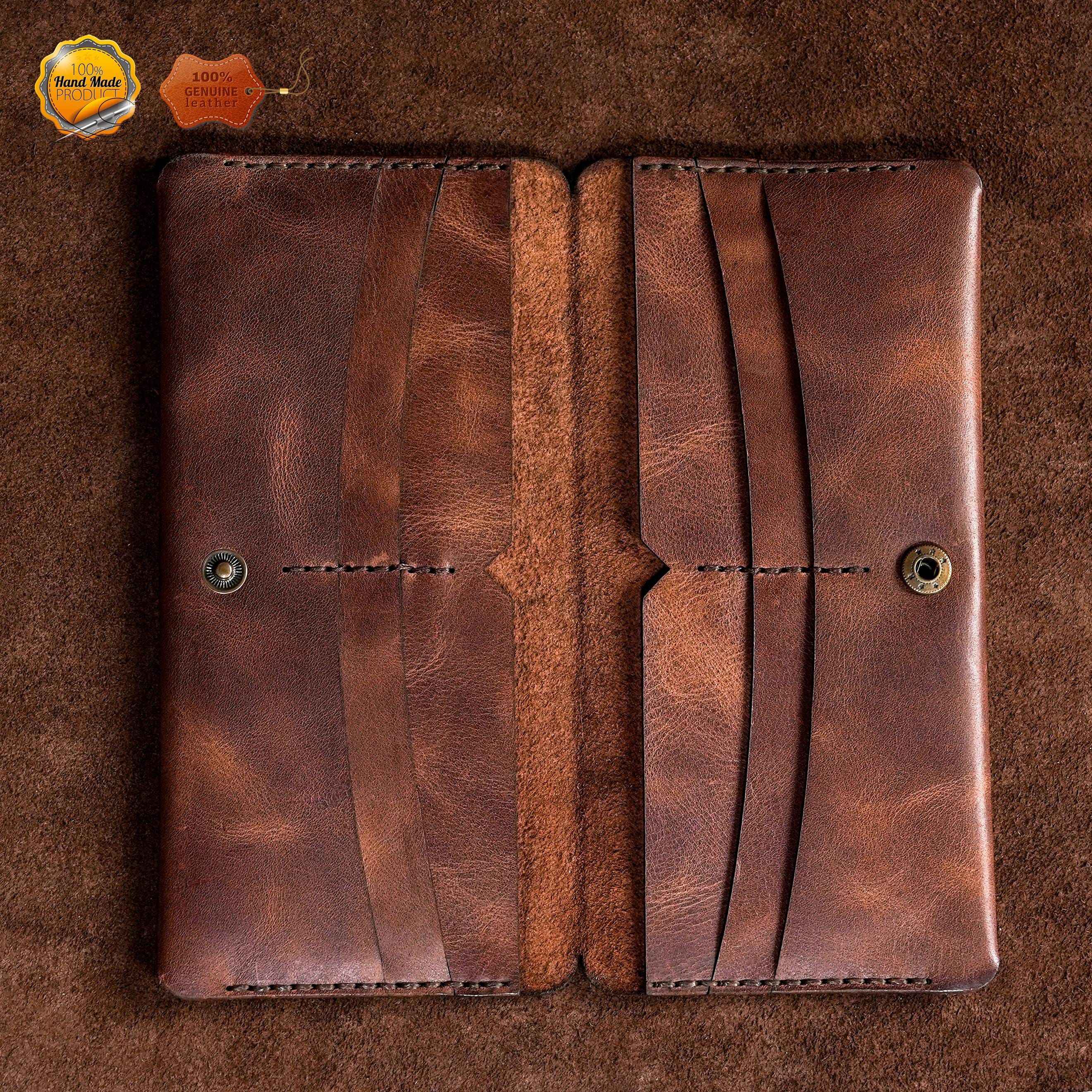 Leather Long Wallet / Personalized Name and Logo Engraving / Special Gift for Loved Ones / Personalized / Monogrammed Wallet