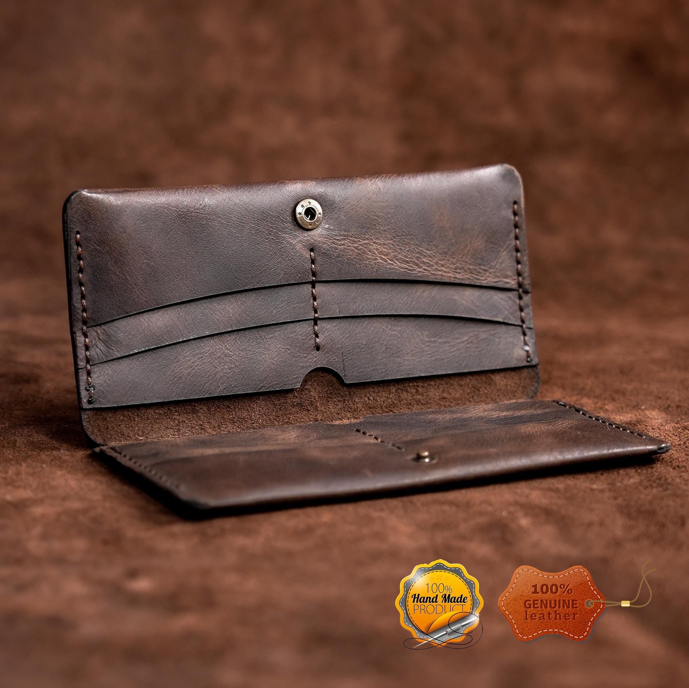 Leather Long Wallet / Personalized Name and Logo Engraving / Special Gift for Loved Ones / Personalized / Monogrammed Wallet