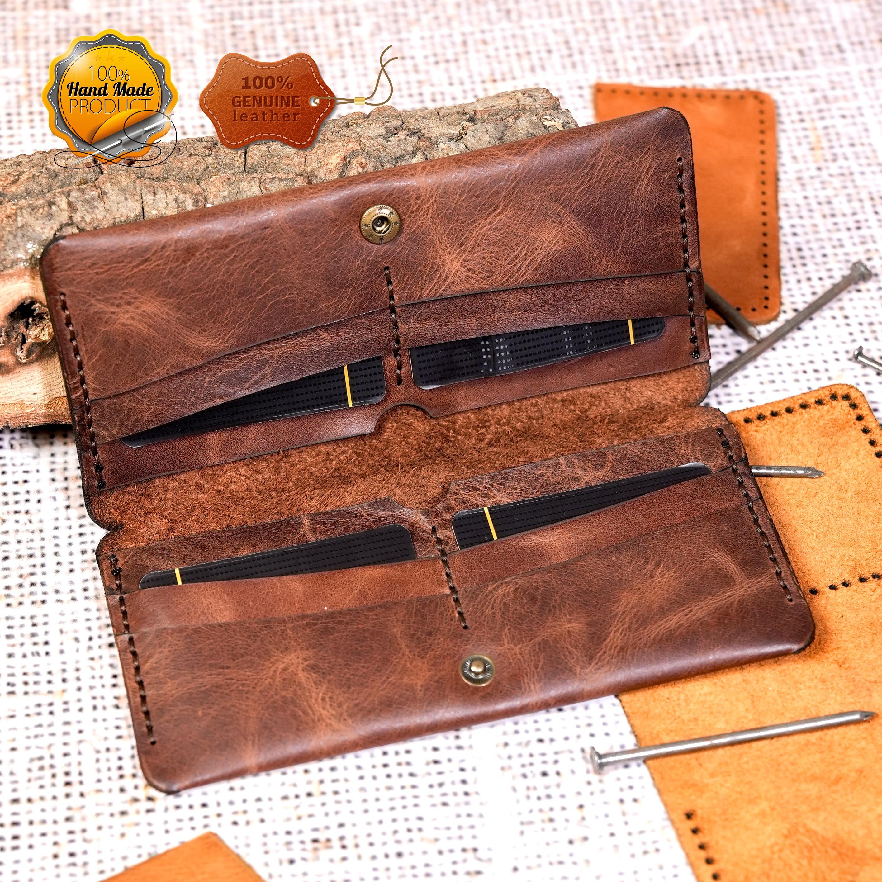 Leather Long Wallet / Personalized Name and Logo Engraving / Special Gift for Loved Ones / Personalized / Monogrammed Wallet