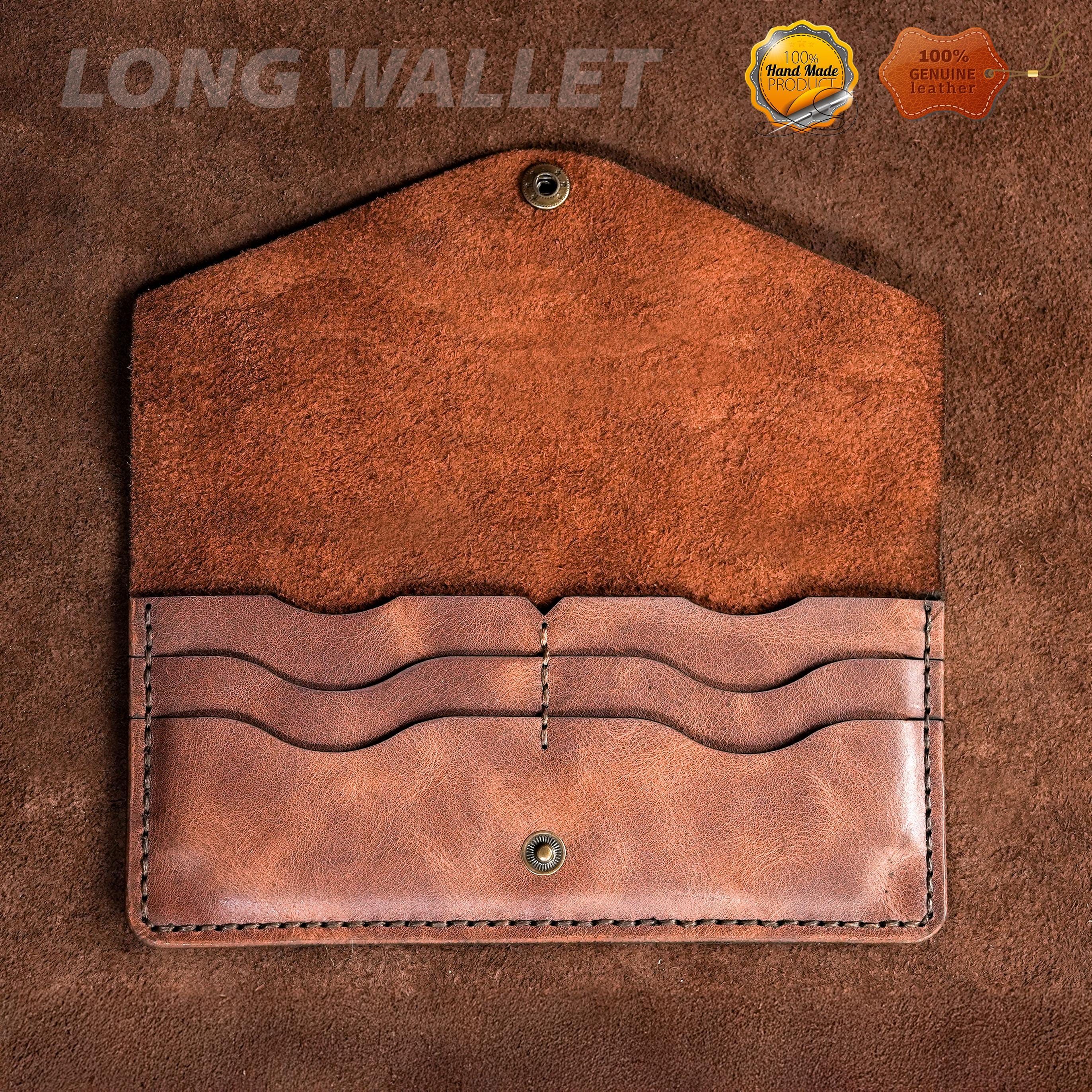 Leather Long Wallet / Handmade / Personalized Name and Logo Engraving / Special Gift for Loved Ones / Personalized / Monogrammed Wallet