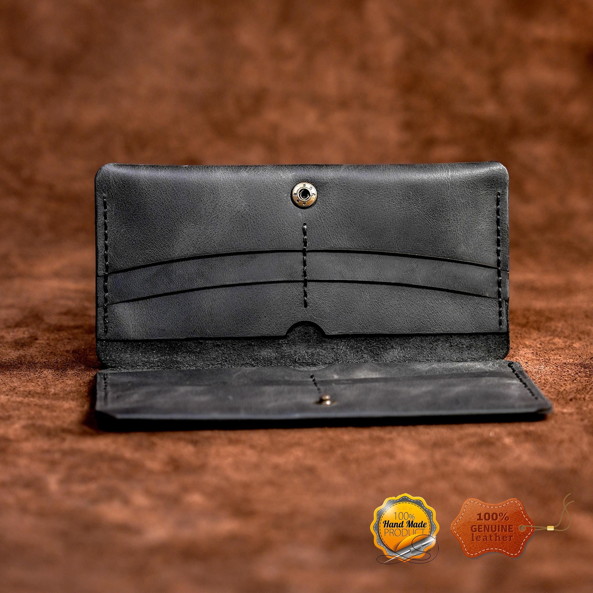Leather Long Wallet / Personalized Name and Logo Engraving / Special Gift for Loved Ones / Personalized / Monogrammed Wallet