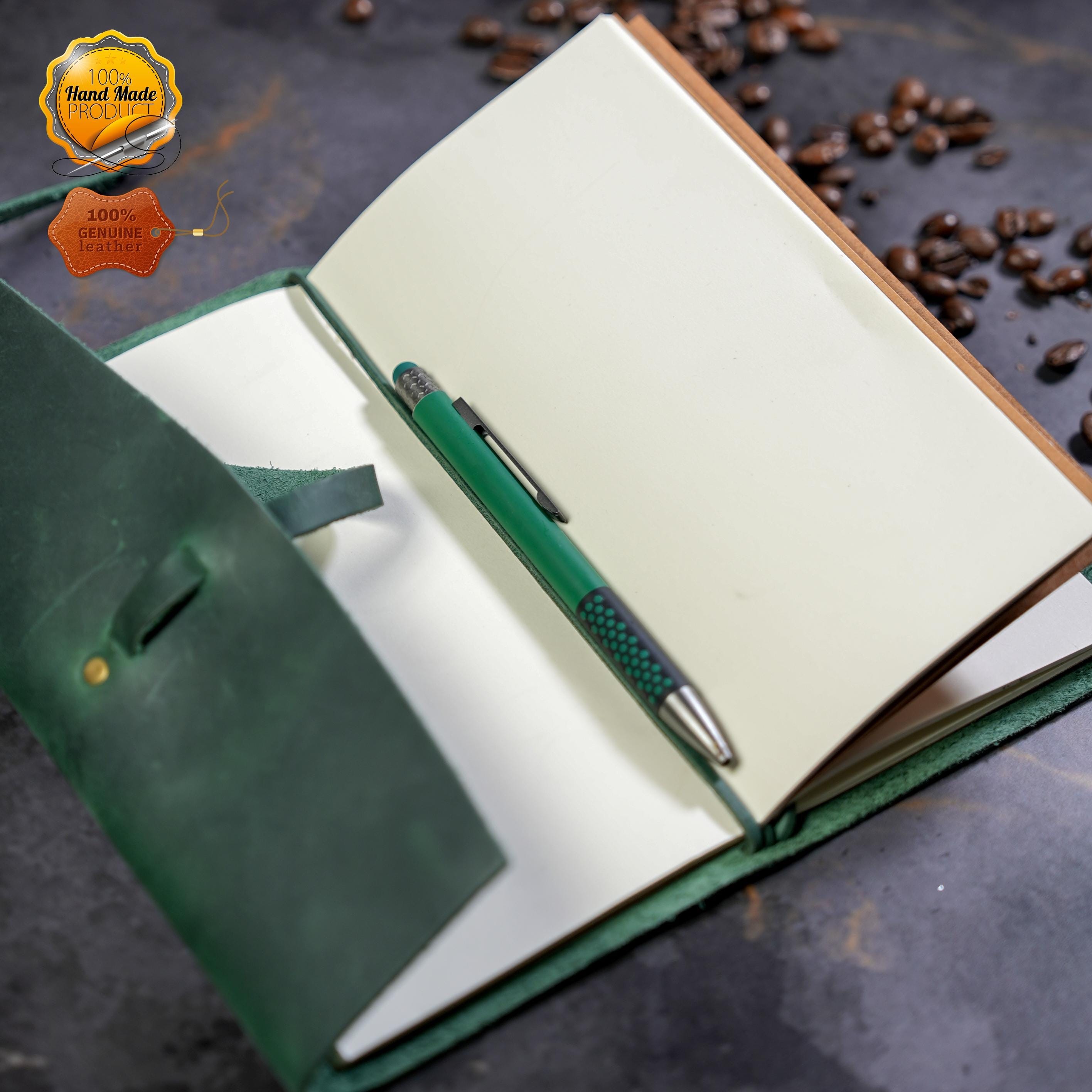 Personalized Leather Journal, Notebook, 21x12 cm Leather Bound Notebook, Unlined or Blank 2 Pieces Sketchbook, Gift for Men Women