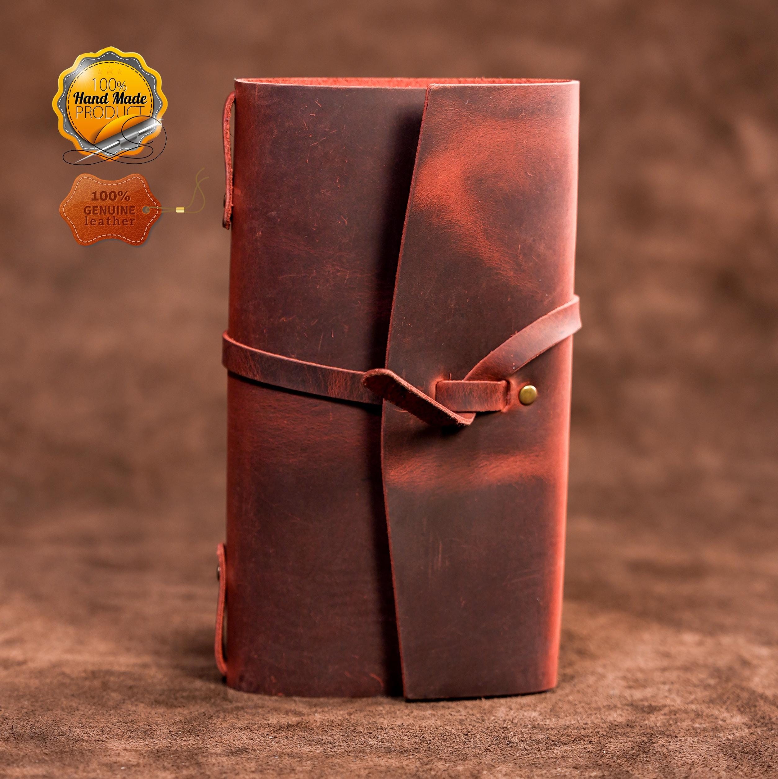 Personalized Leather Journal, Notebook, 21x12 cm Leather Bound Notebook, Unlined or Blank 2 Pieces Sketchbook, Gift for Men Women