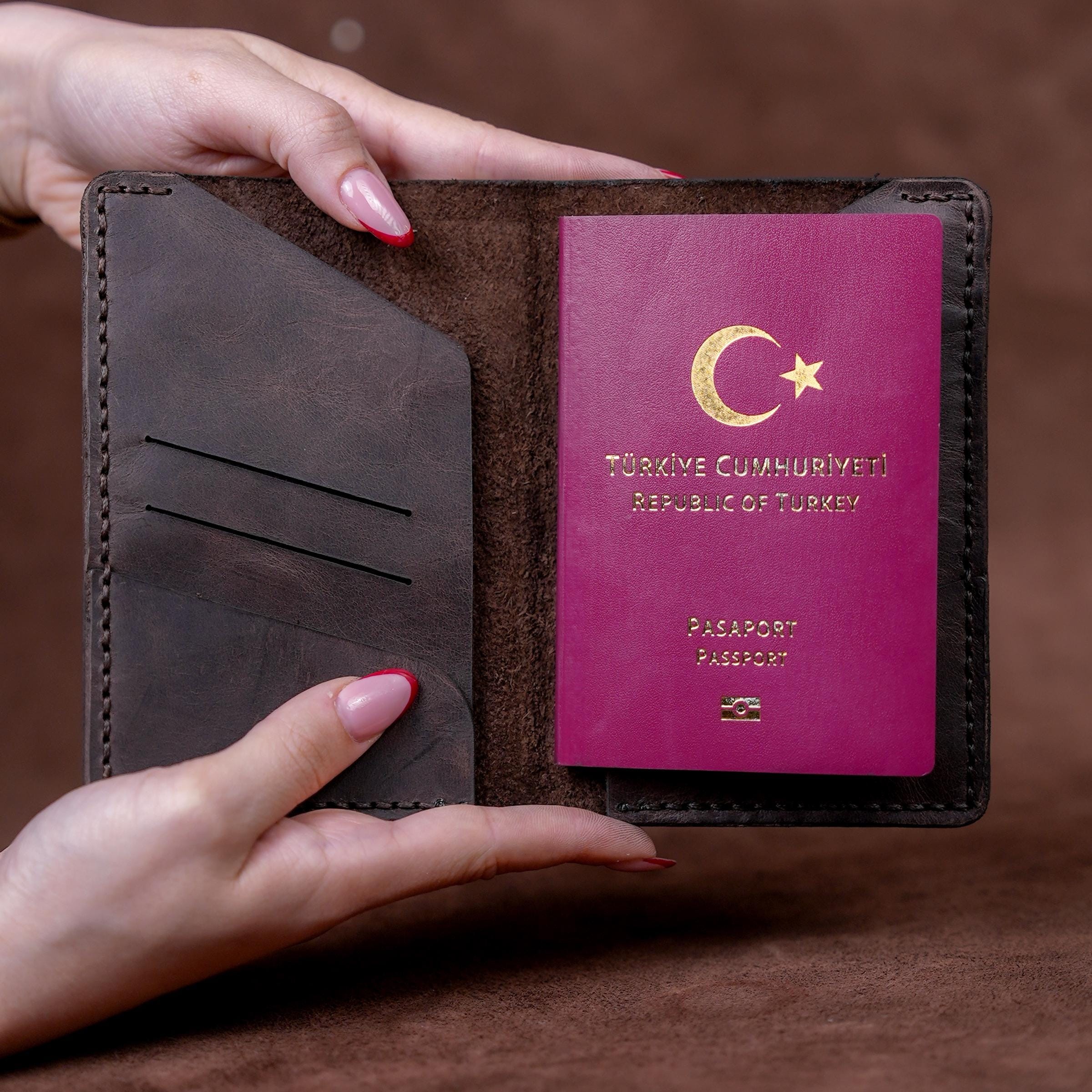 Personalized Leather Passport Holder, Leather Passport Cover with Customization Option, Passport Case, Genuine Leather Passport Wallet