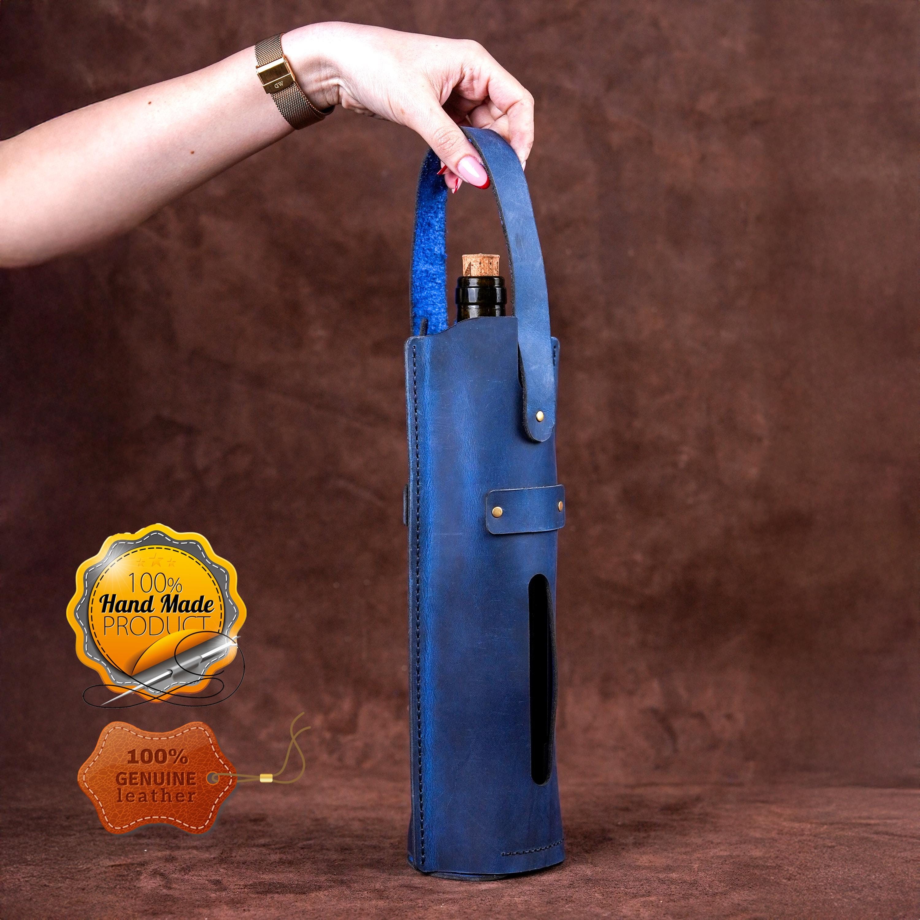 Leather Wine Bag – 100% Handmade Original – Elegant, Durable and Unique Design