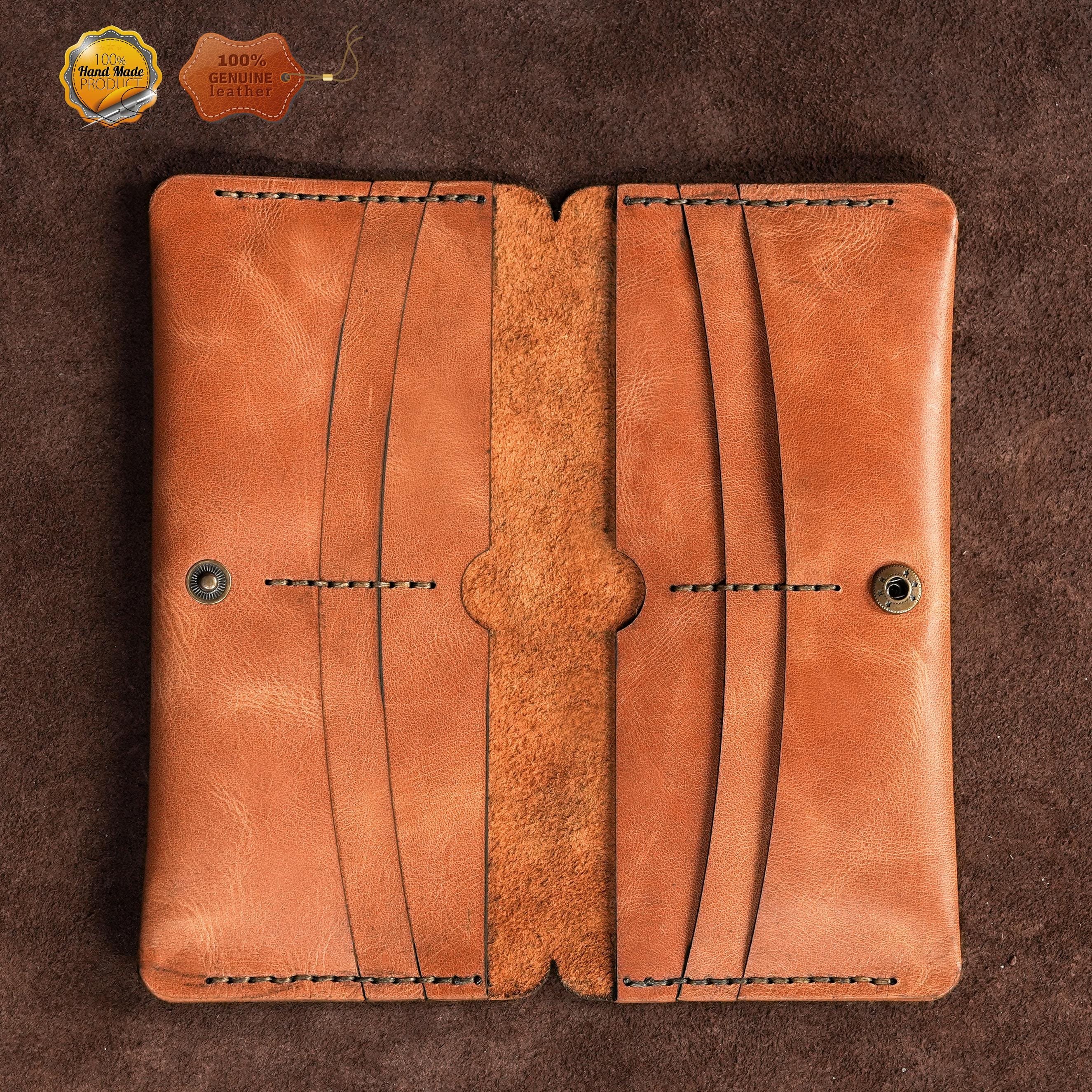 Leather Long Wallet / Personalized Name and Logo Engraving / Special Gift for Loved Ones / Personalized / Monogrammed Wallet