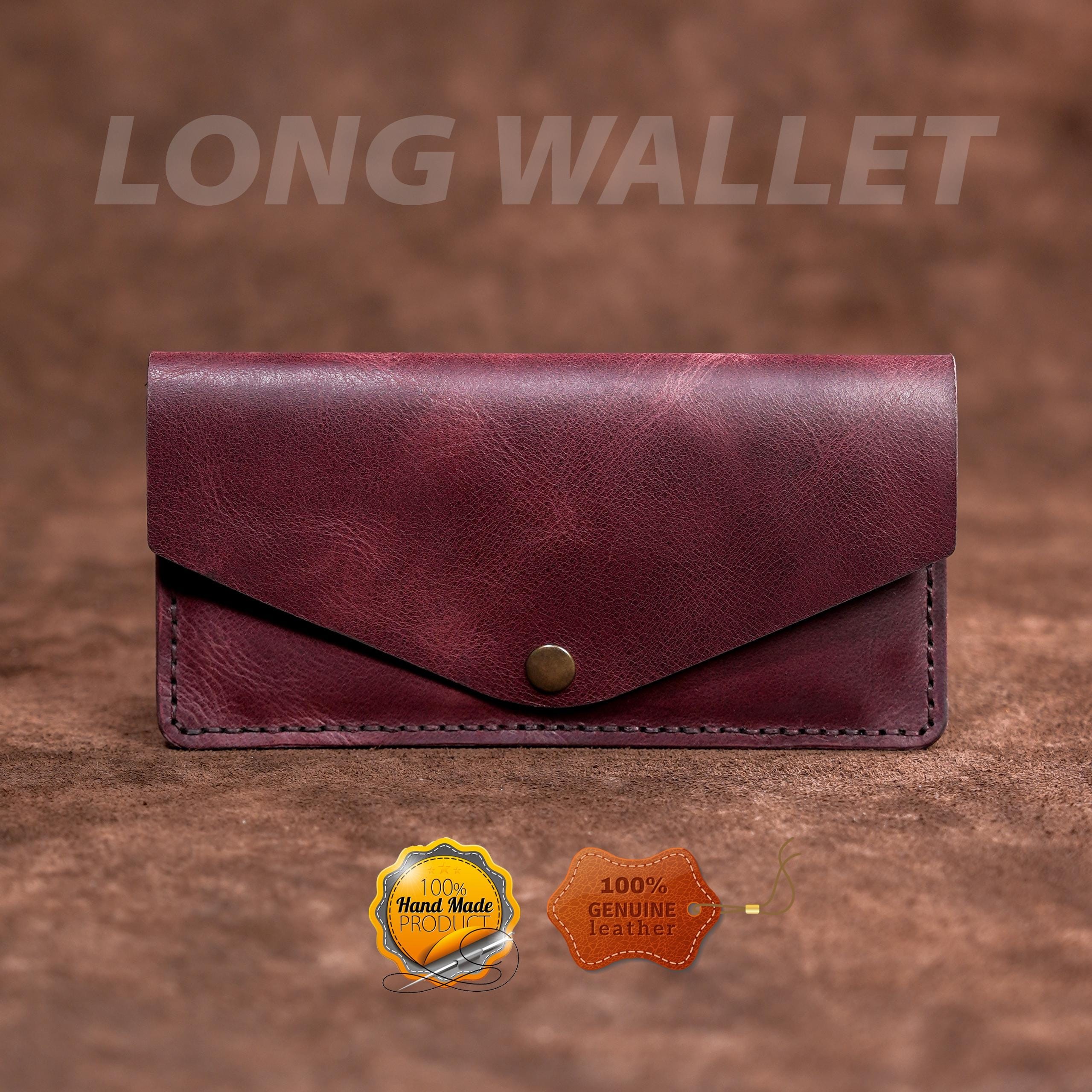 Leather Long Wallet / Handmade / Personalized Name and Logo Engraving / Special Gift for Loved Ones / Personalized / Monogrammed Wallet