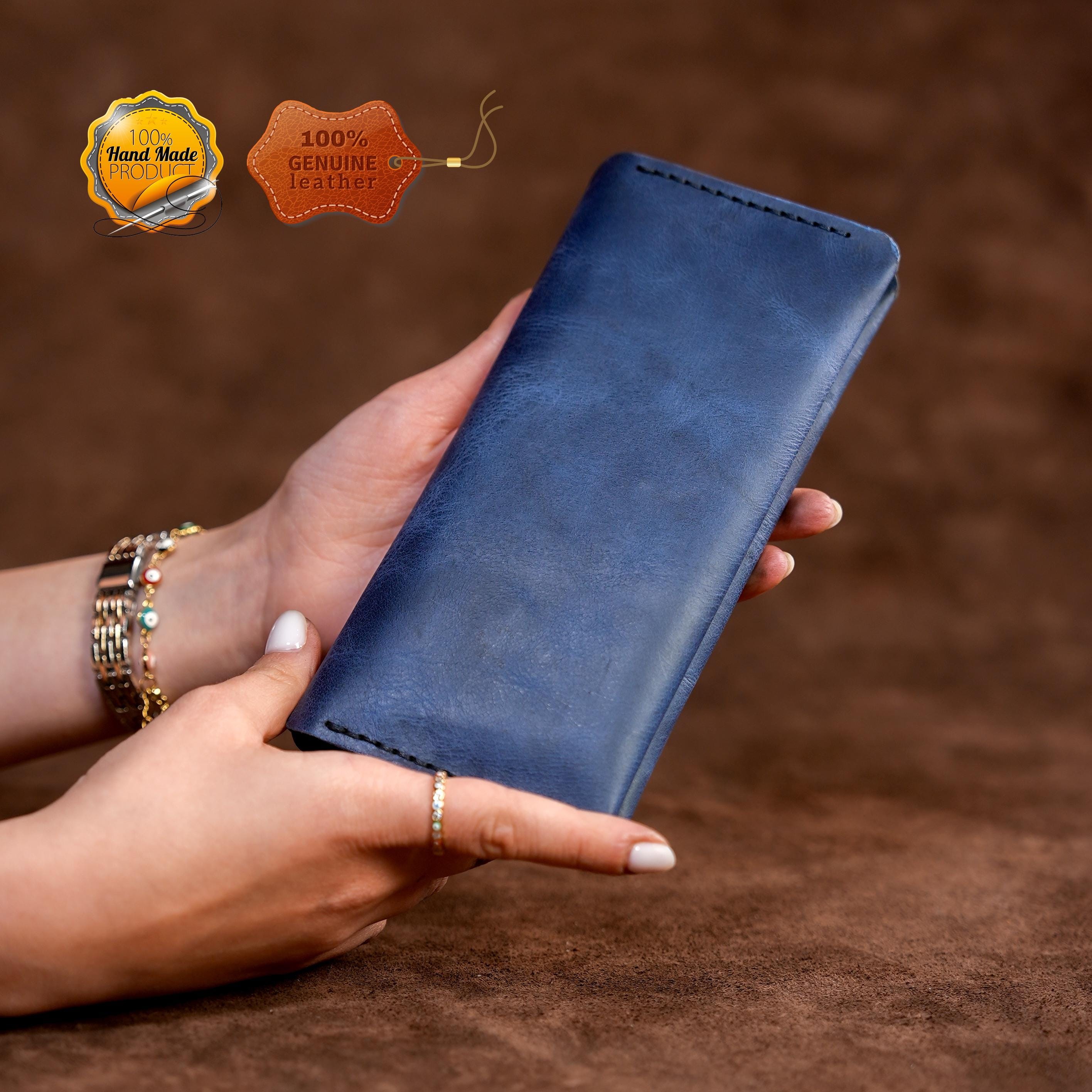 Leather Long Wallet / Personalized Name and Logo Engraving / Special Gift for Loved Ones / Personalized / Monogrammed Wallet