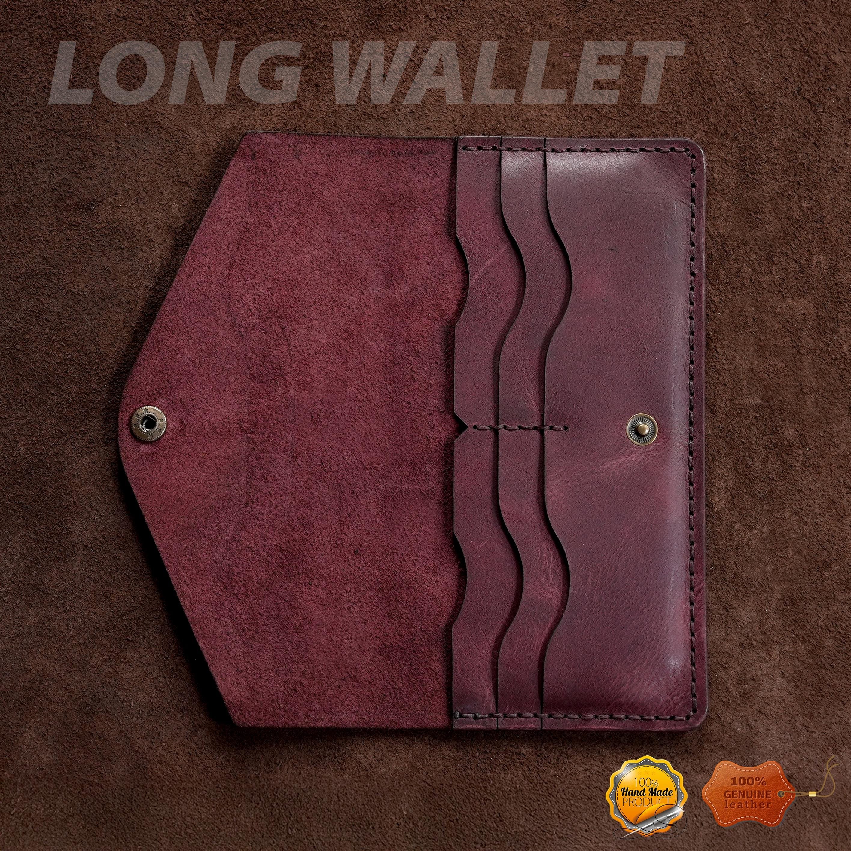 Leather Long Wallet / Handmade / Personalized Name and Logo Engraving / Special Gift for Loved Ones / Personalized / Monogrammed Wallet