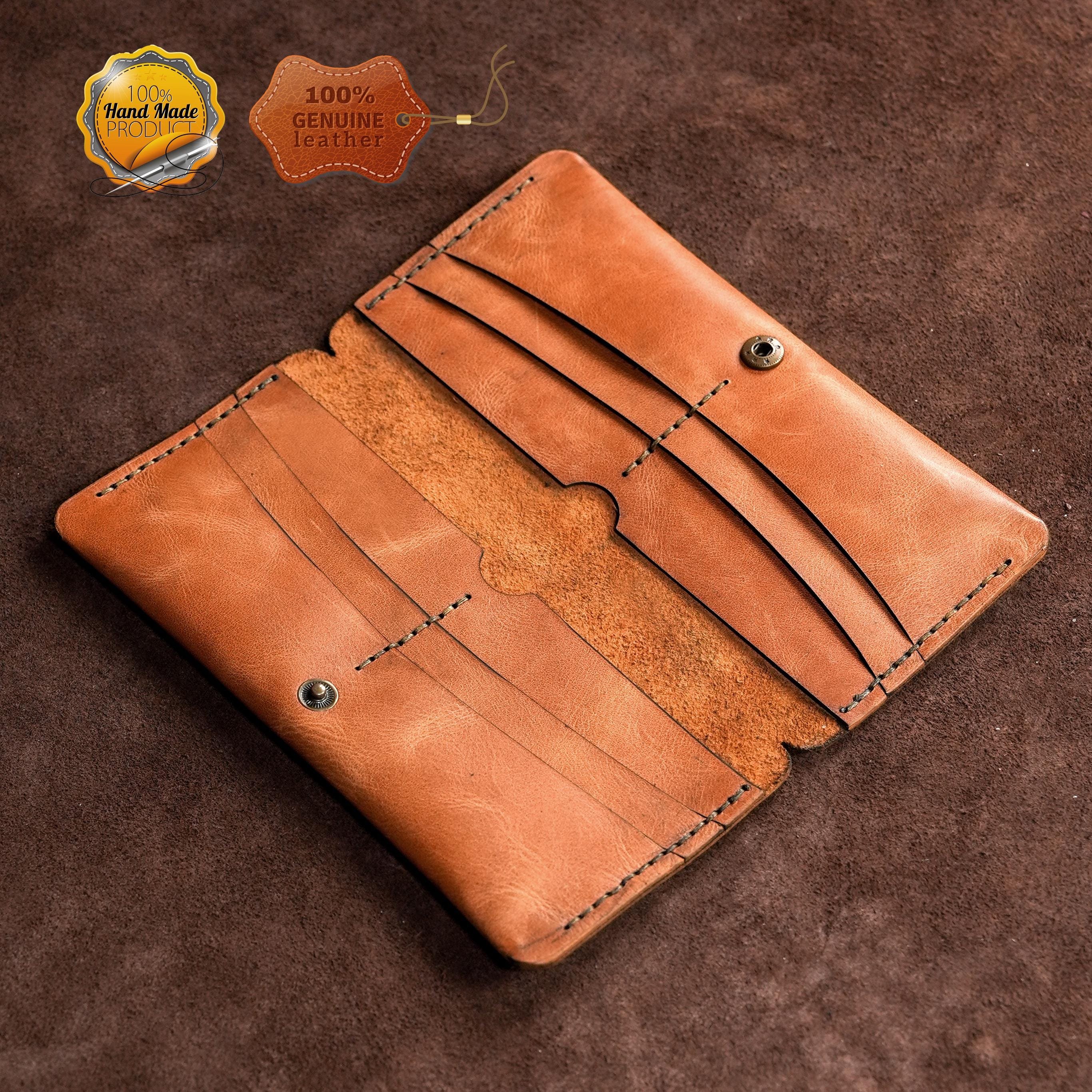 Leather Long Wallet / Personalized Name and Logo Engraving / Special Gift for Loved Ones / Personalized / Monogrammed Wallet