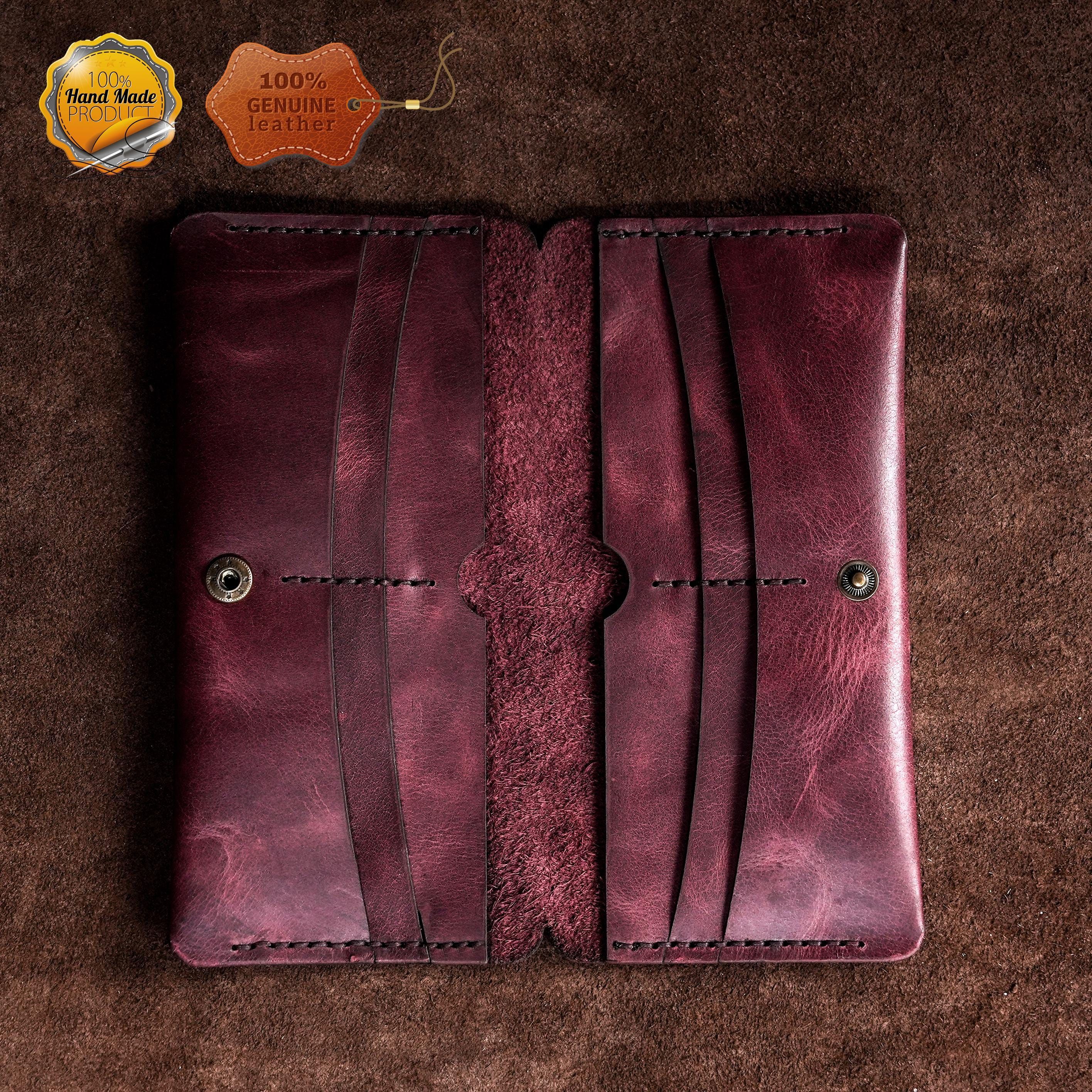 Leather Long Wallet / Personalized Name and Logo Engraving / Special Gift for Loved Ones / Personalized / Monogrammed Wallet