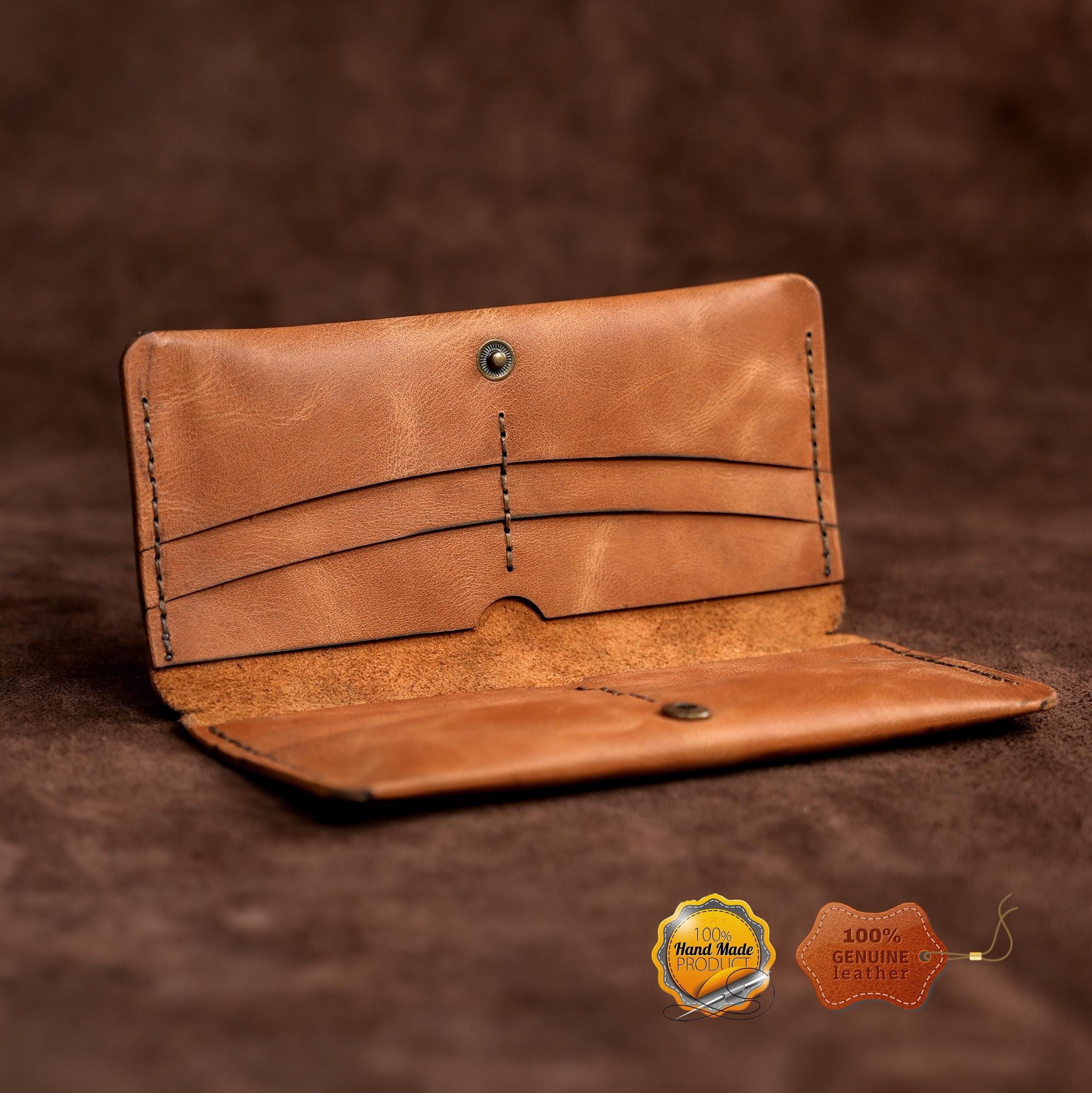 Leather Long Wallet / Personalized Name and Logo Engraving / Special Gift for Loved Ones / Personalized / Monogrammed Wallet