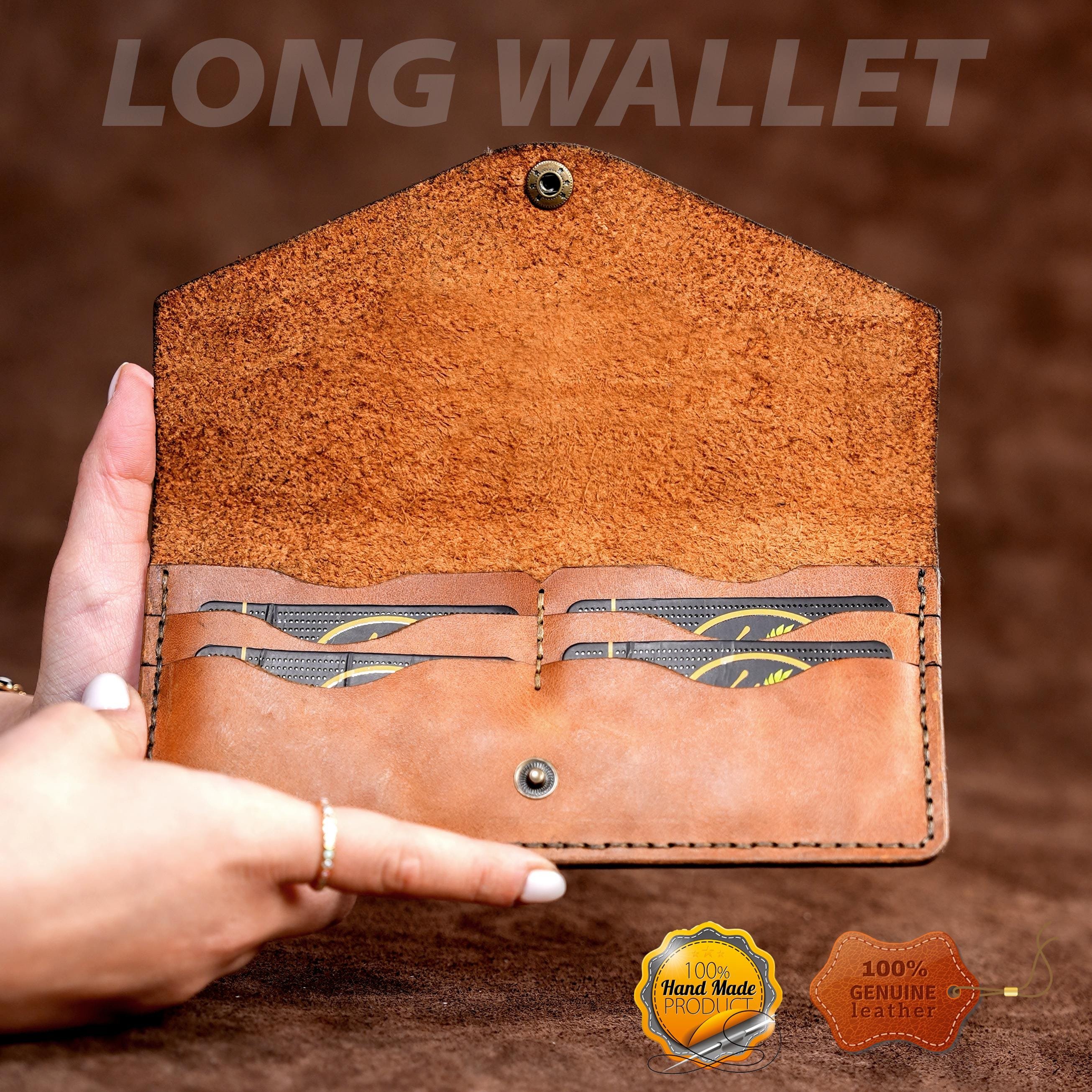 Leather Long Wallet / Handmade / Personalized Name and Logo Engraving / Special Gift for Loved Ones / Personalized / Monogrammed Wallet