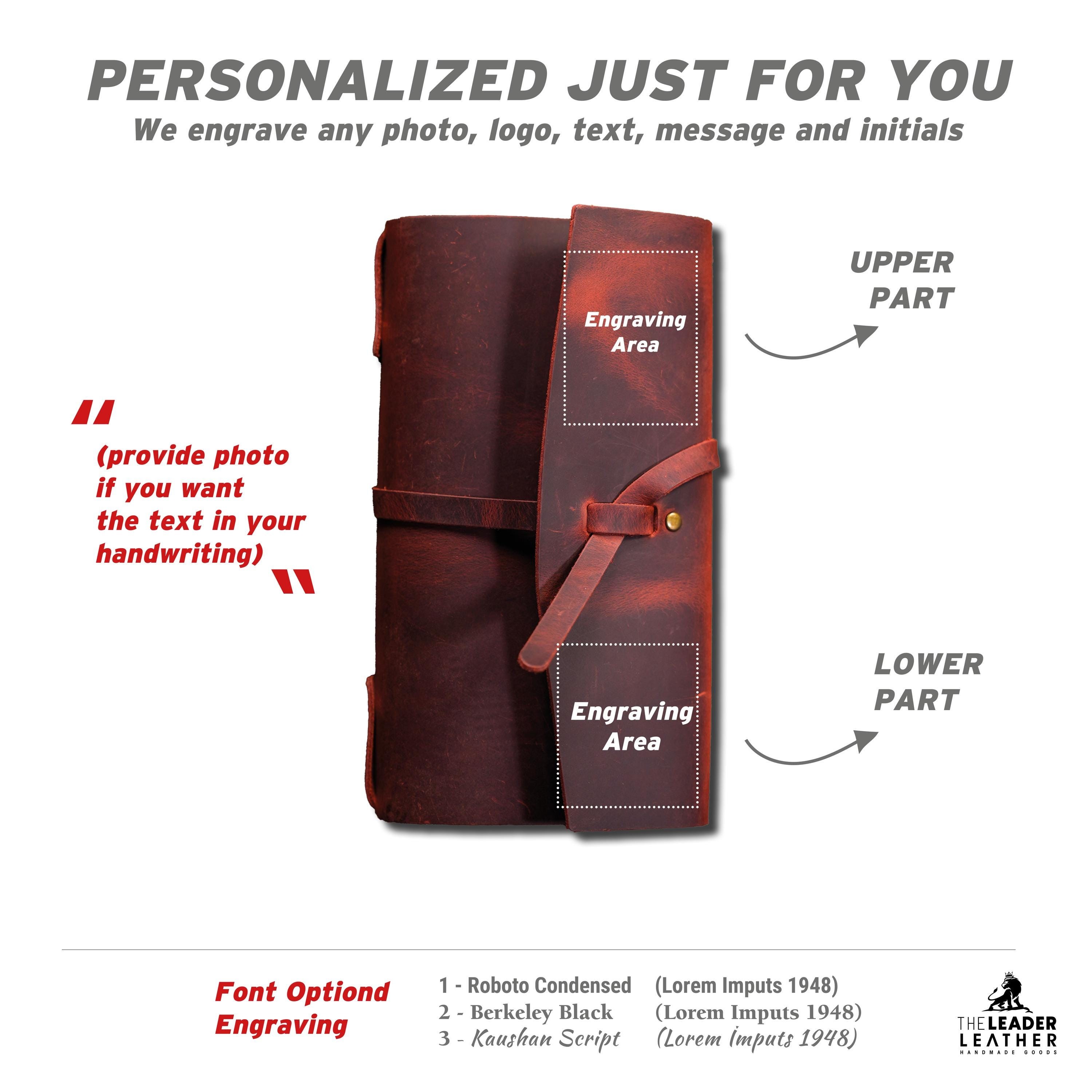 Personalized Leather Journal, Notebook, 21x12 cm Leather Bound Notebook, Unlined or Blank 2 Pieces Sketchbook, Gift for Men Women