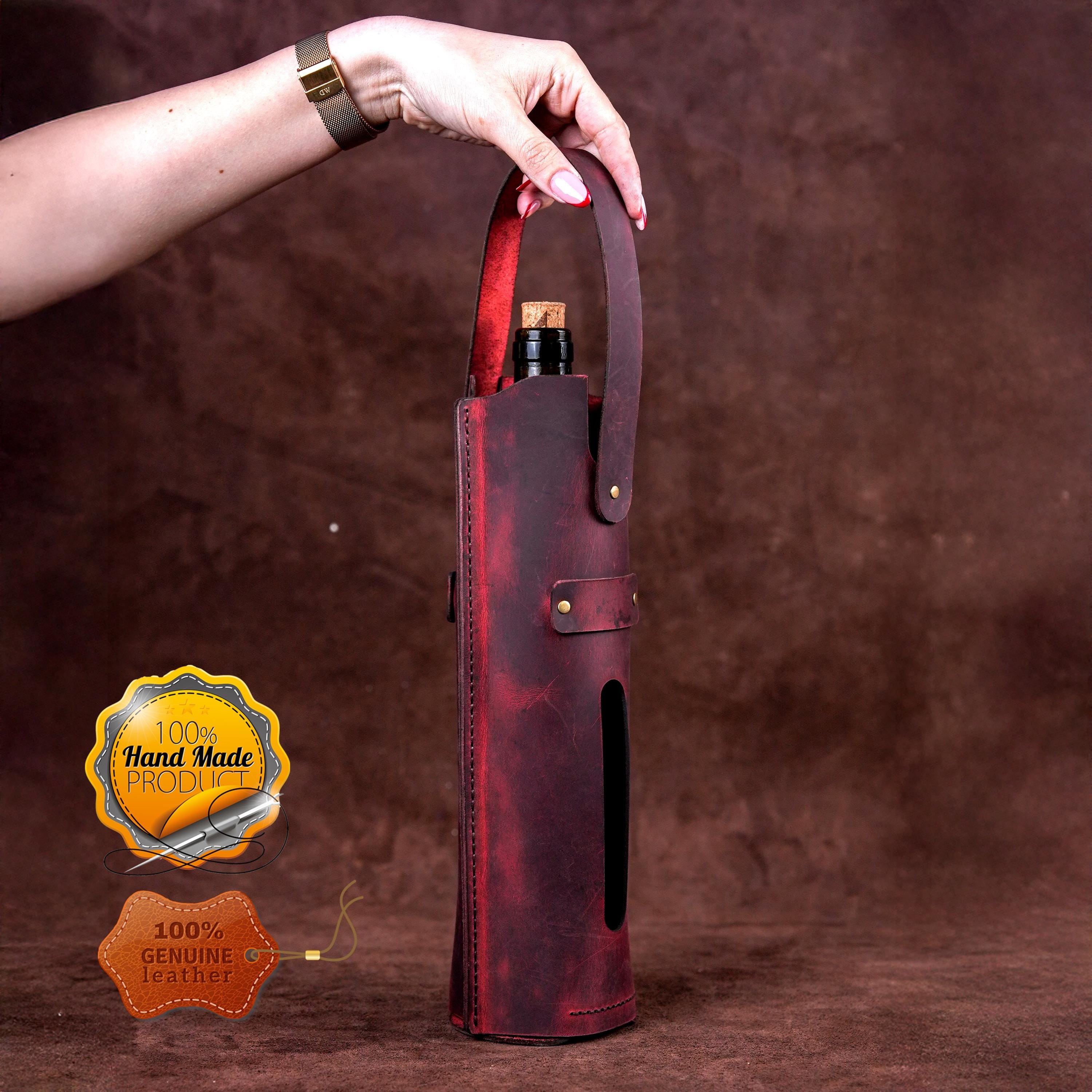 Leather Wine Bag – 100% Handmade Original – Elegant, Durable and Unique Design