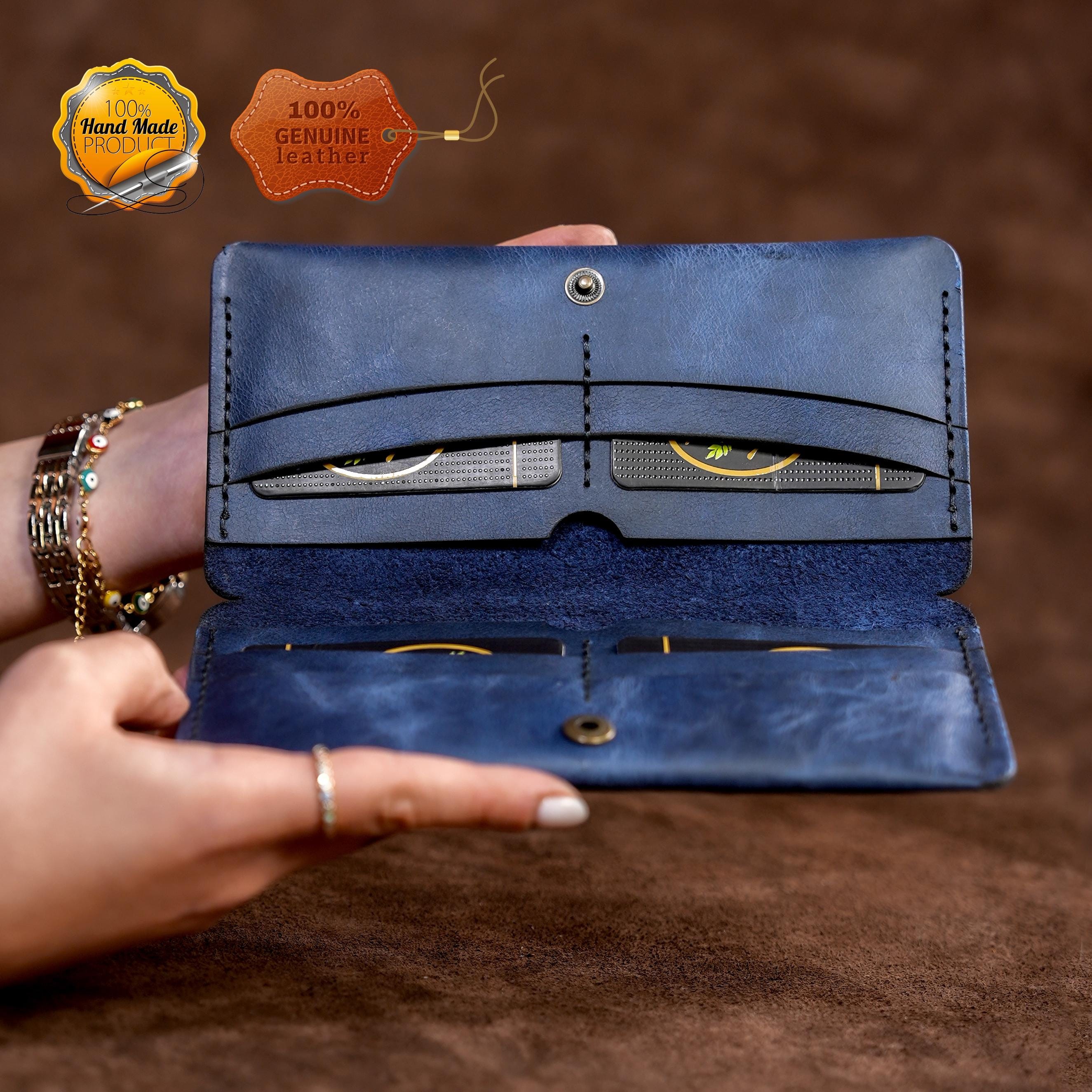 Leather Long Wallet / Personalized Name and Logo Engraving / Special Gift for Loved Ones / Personalized / Monogrammed Wallet