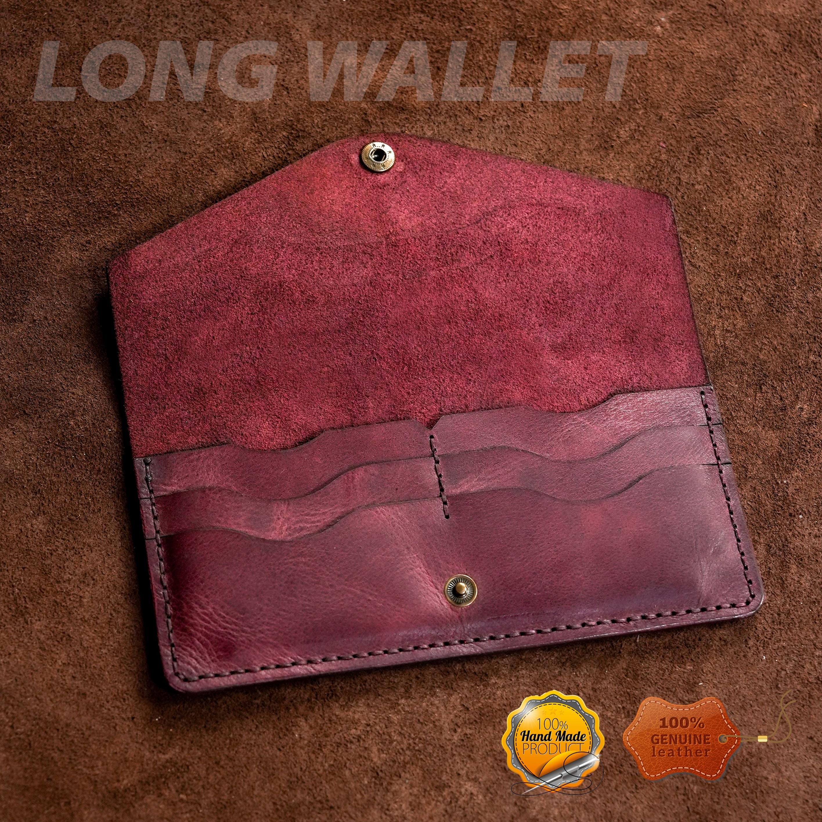 Leather Long Wallet / Handmade / Personalized Name and Logo Engraving / Special Gift for Loved Ones / Personalized / Monogrammed Wallet