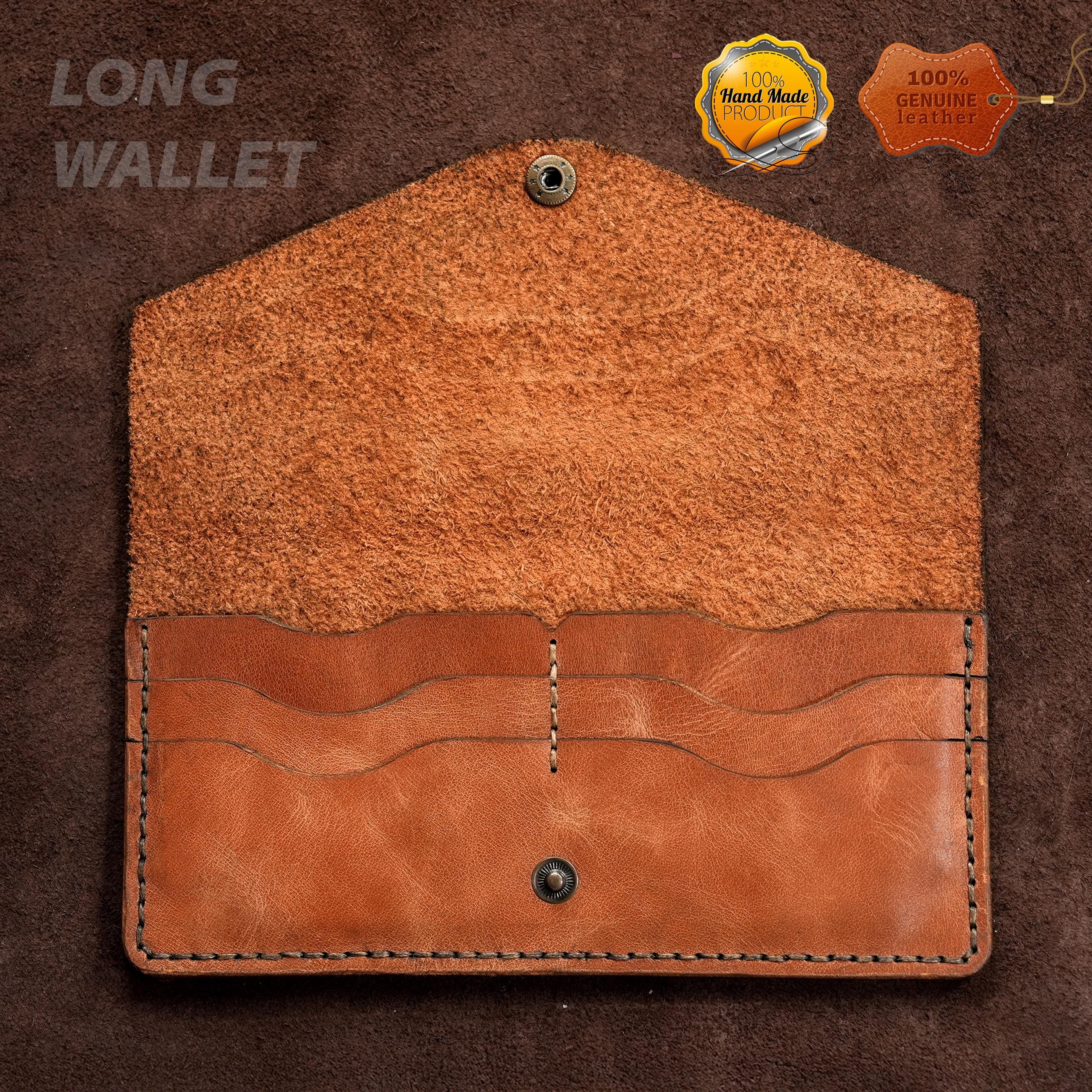 Leather Long Wallet / Handmade / Personalized Name and Logo Engraving / Special Gift for Loved Ones / Personalized / Monogrammed Wallet