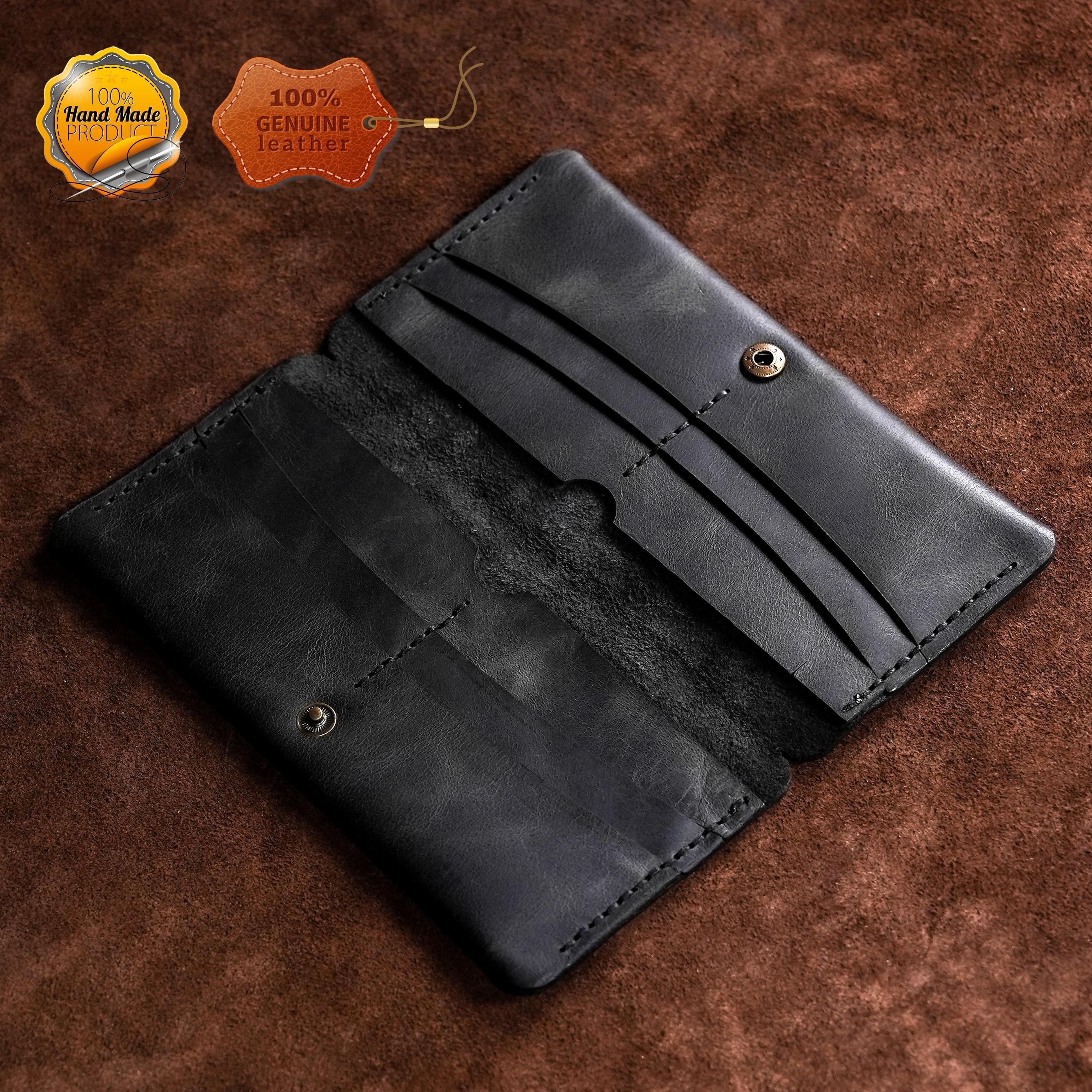 Leather Long Wallet / Personalized Name and Logo Engraving / Special Gift for Loved Ones / Personalized / Monogrammed Wallet