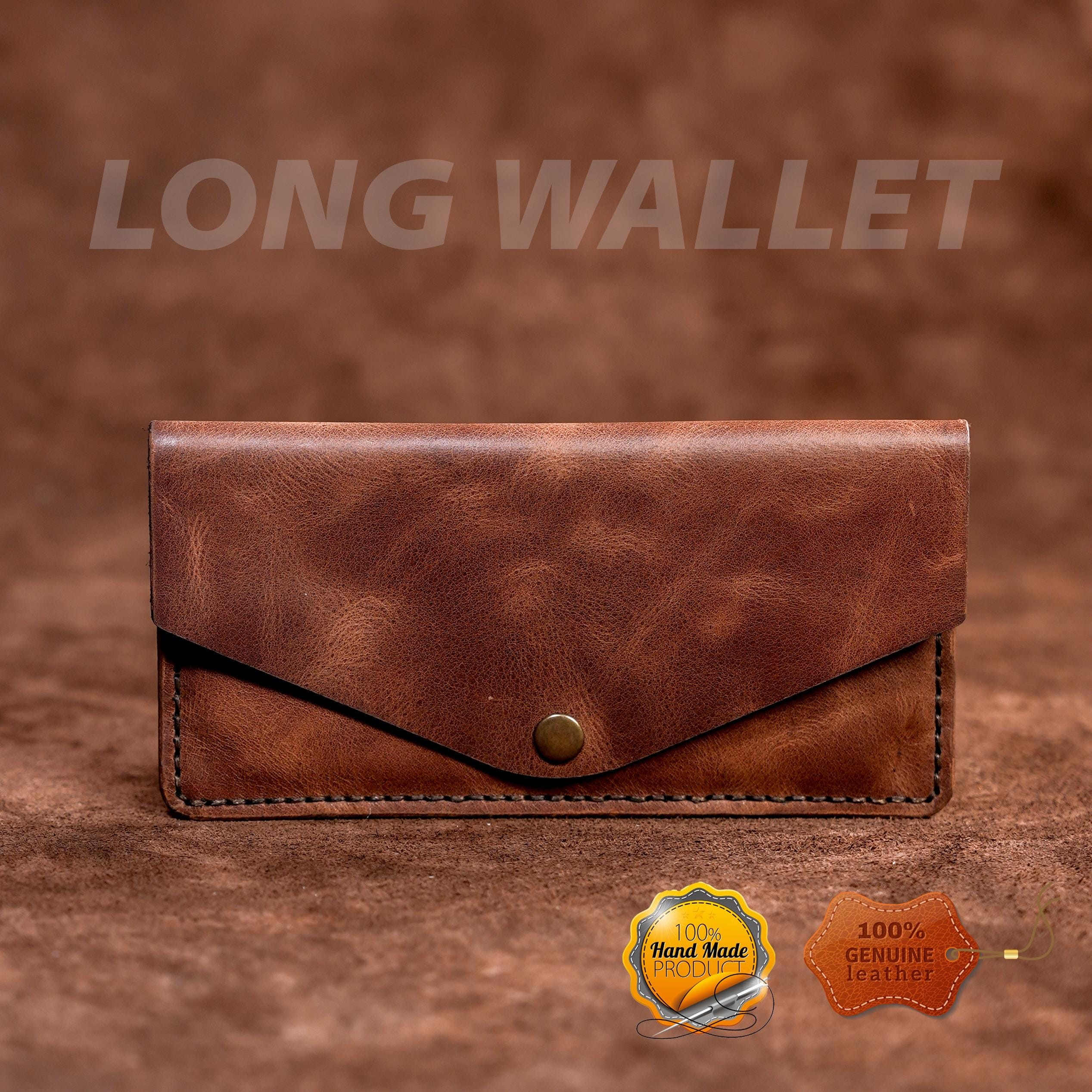 Leather Long Wallet / Handmade / Personalized Name and Logo Engraving / Special Gift for Loved Ones / Personalized / Monogrammed Wallet